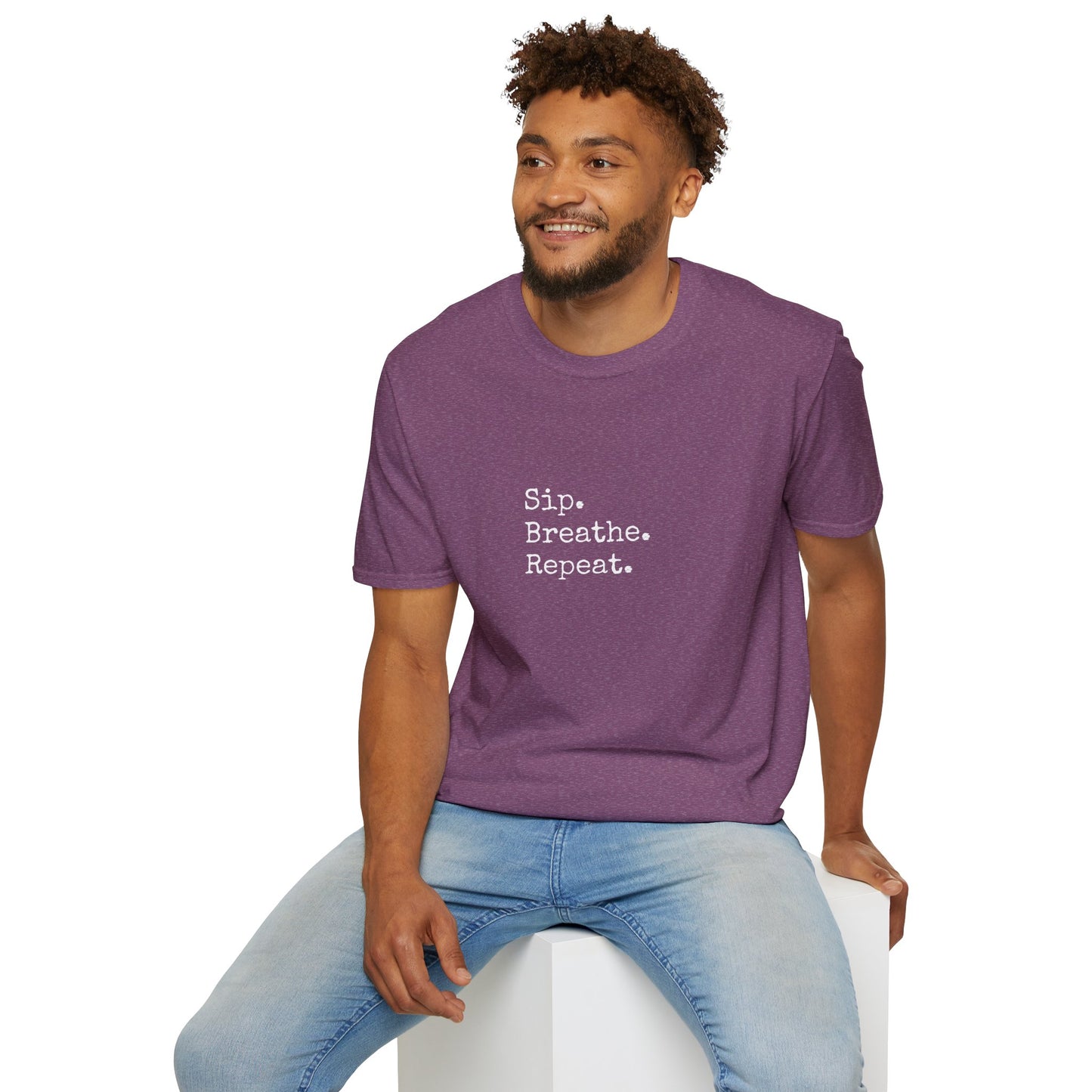 Sip. Breathe. Repeat. T-Shirt — Relaxed Minimalist Self-Care Tee