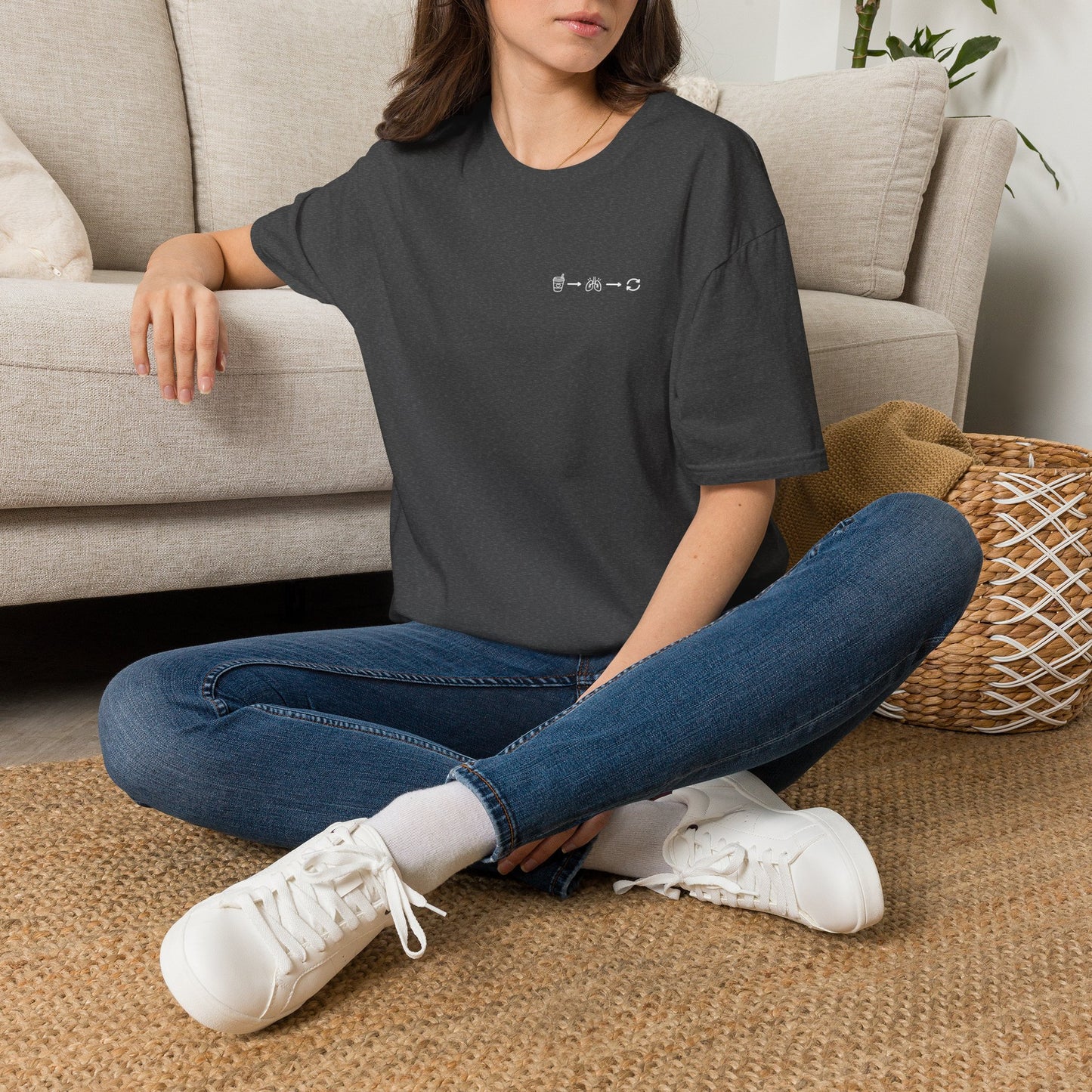 Sip, Breathe, Repeat T-Shirt — Minimal Chest Line Art Tee for Neurodivergent Calm