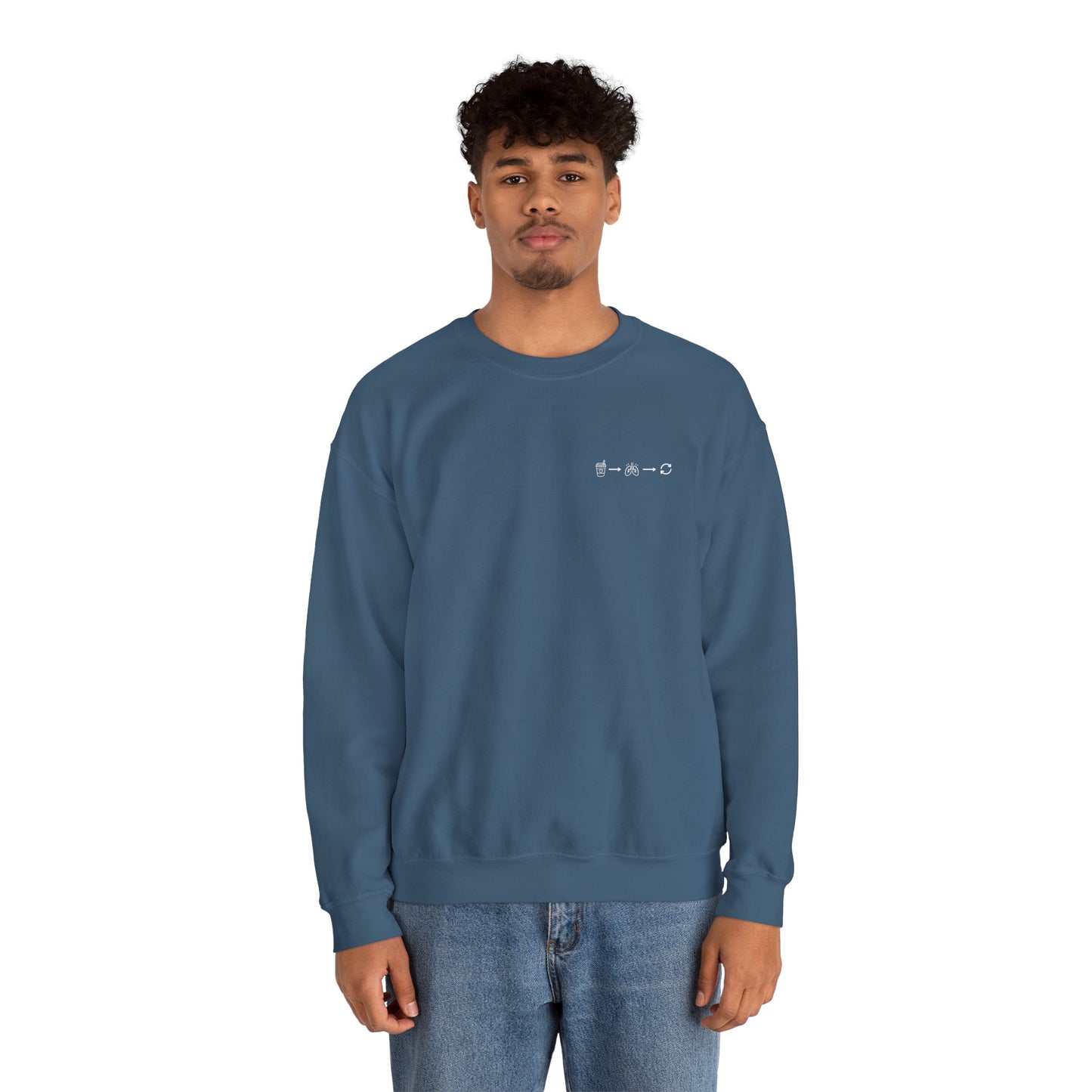 Minimal "Sip • Breathe • Repeat" Crewneck Sweatshirt — Calm, Neurodivergent-Friendly