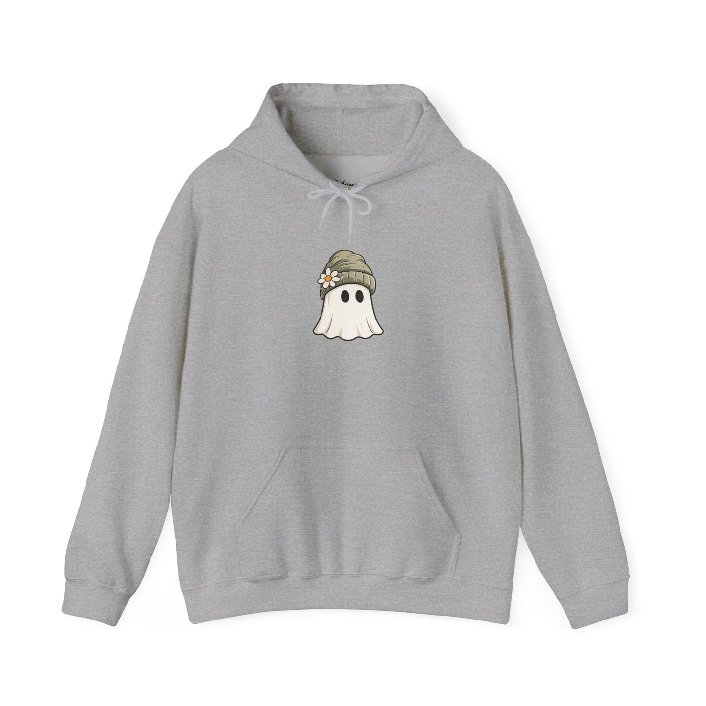 Cute Ghost Hoodie with Beanie Graphic — Cozy Fall Halloween Sweatshirt