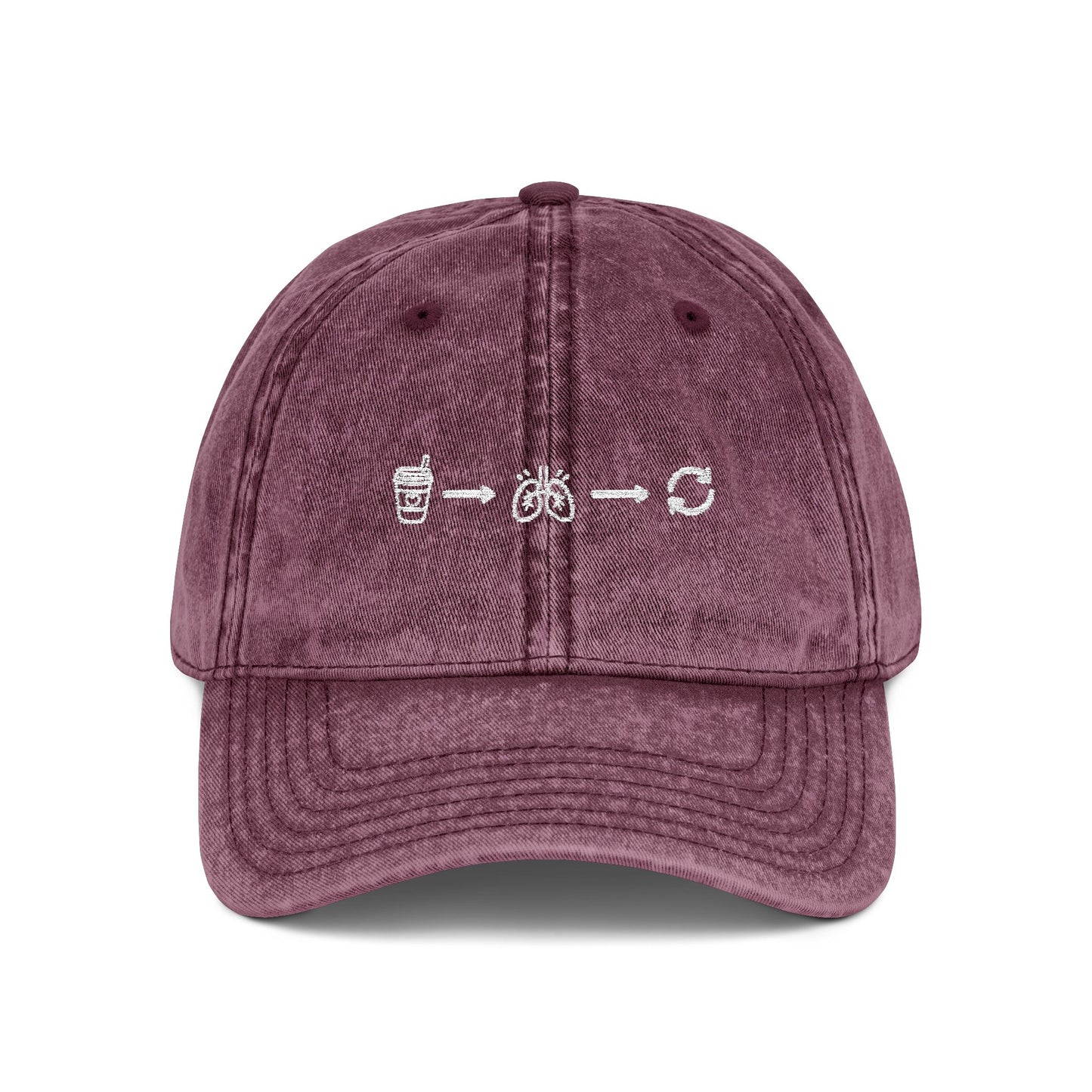 Vintage Washed Embroidered Cap — Minimal Morse Code Design