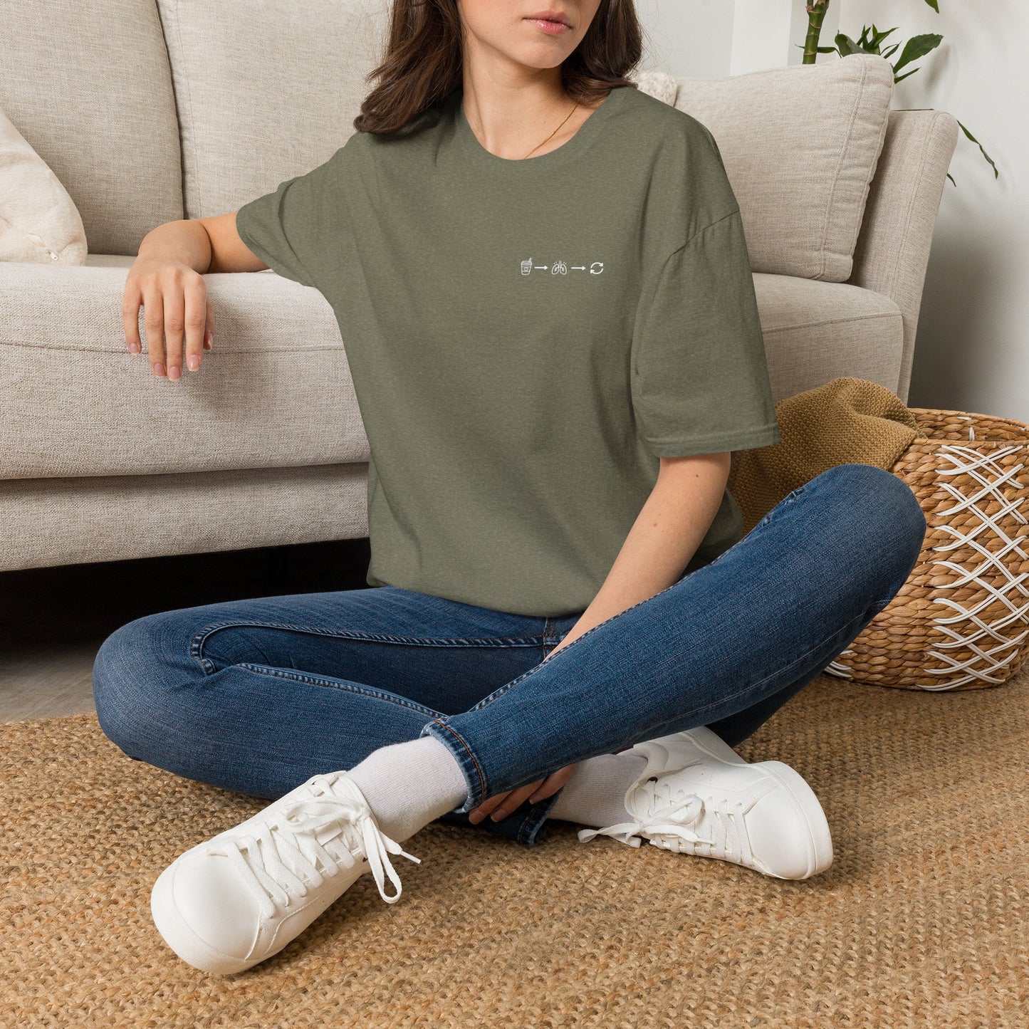 Sip, Breathe, Repeat T-Shirt — Minimal Chest Line Art Tee for Neurodivergent Calm