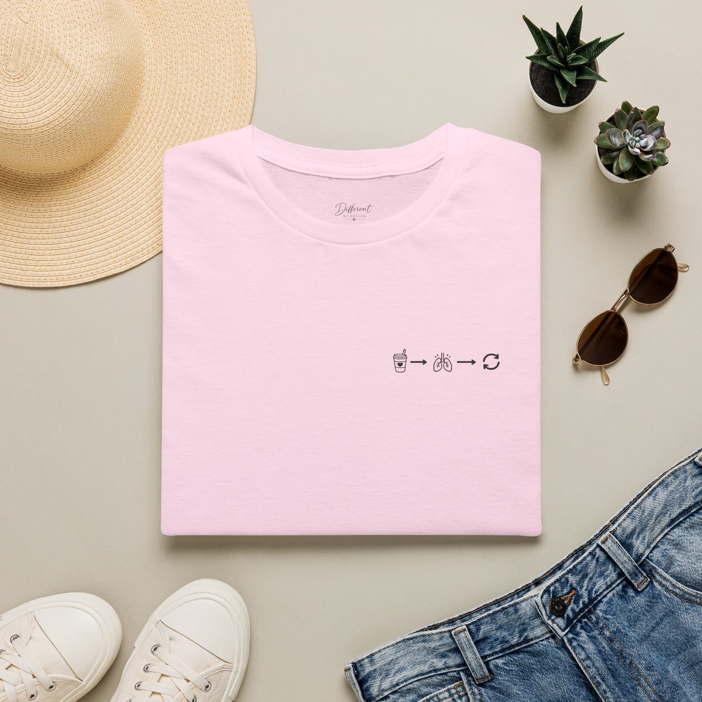 Sip, Breathe, Repeat T-Shirt — Minimal Chest Line Art Tee for Neurodivergent Calm