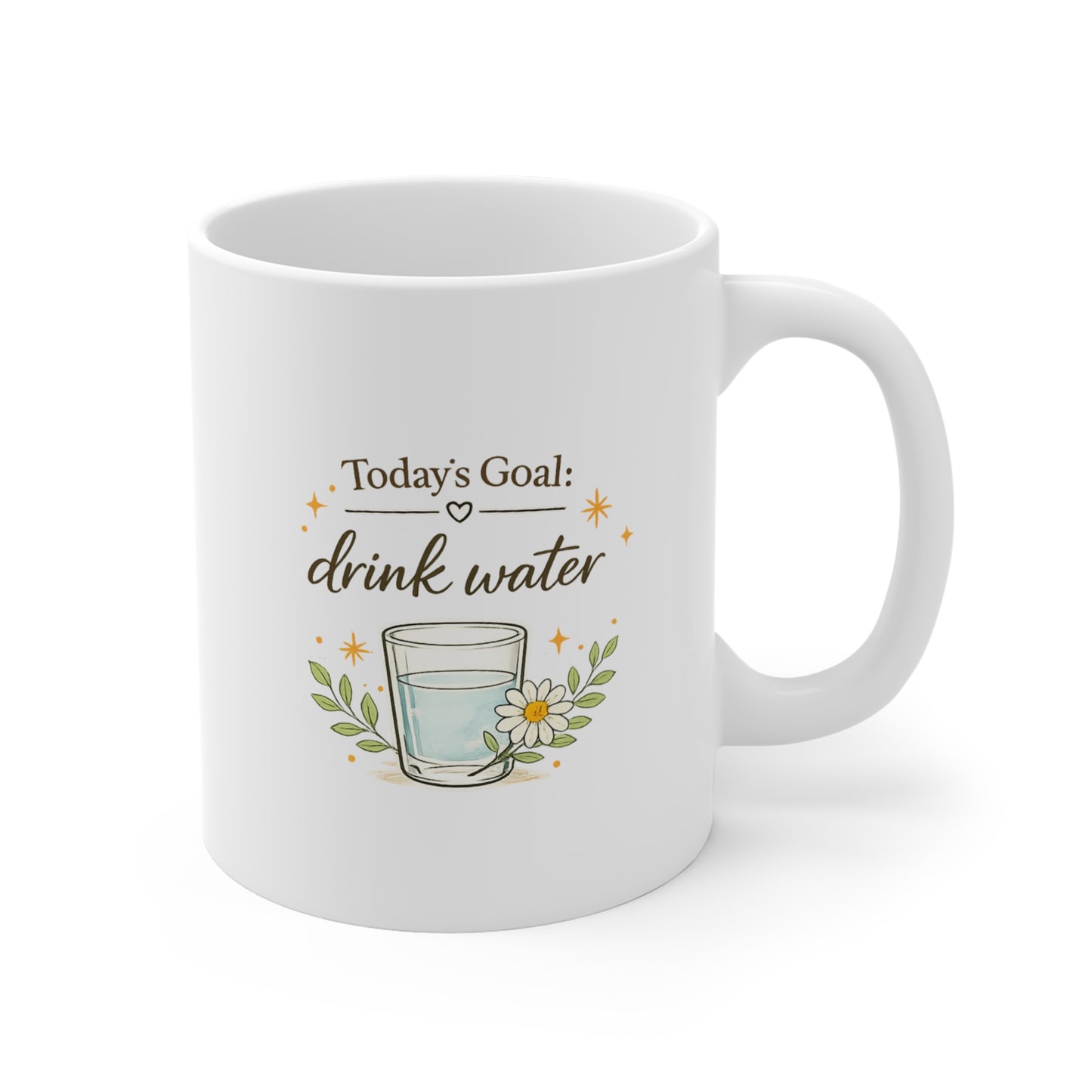 Mug — "Today's Goal: Drink Water" Cute Floral Hydration Reminder 11oz