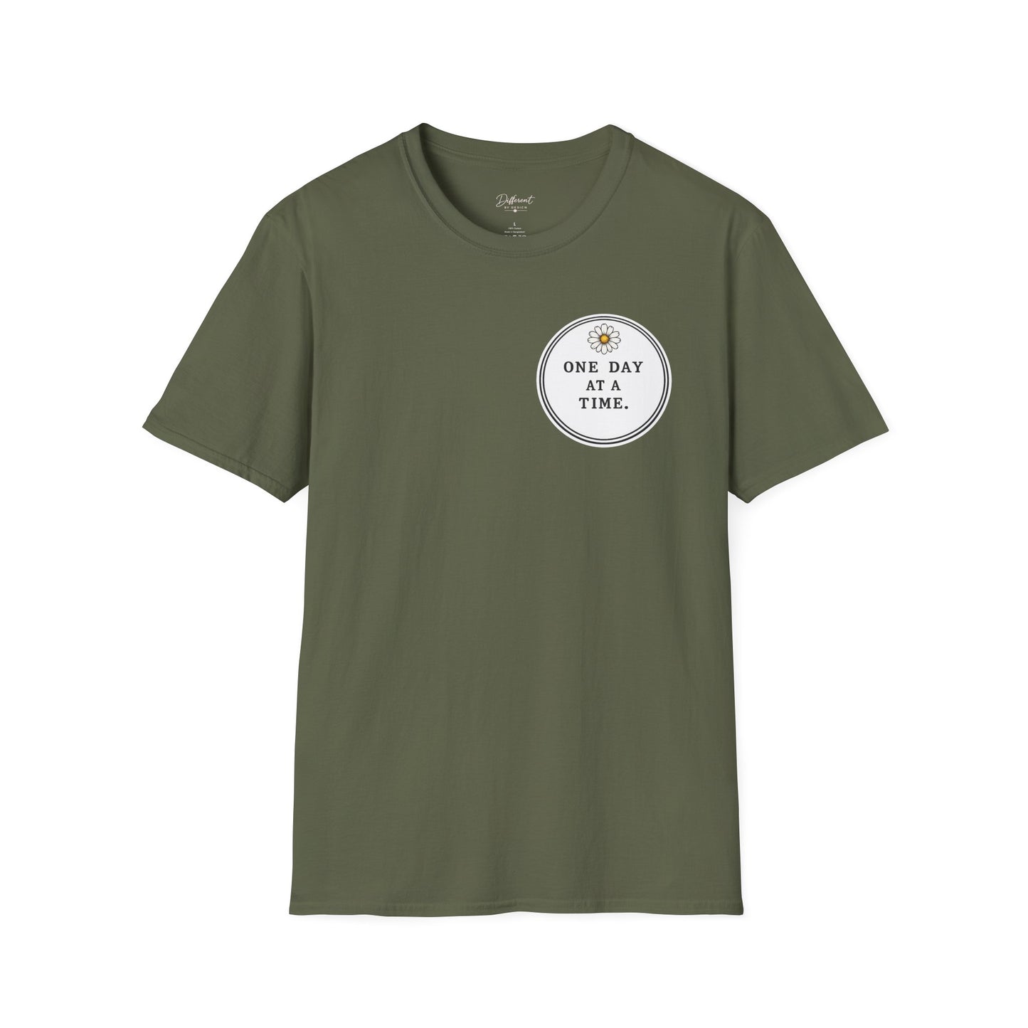 T-Shirt — "One Day at a Time" Daisy Minimalist Inspirational Tee
