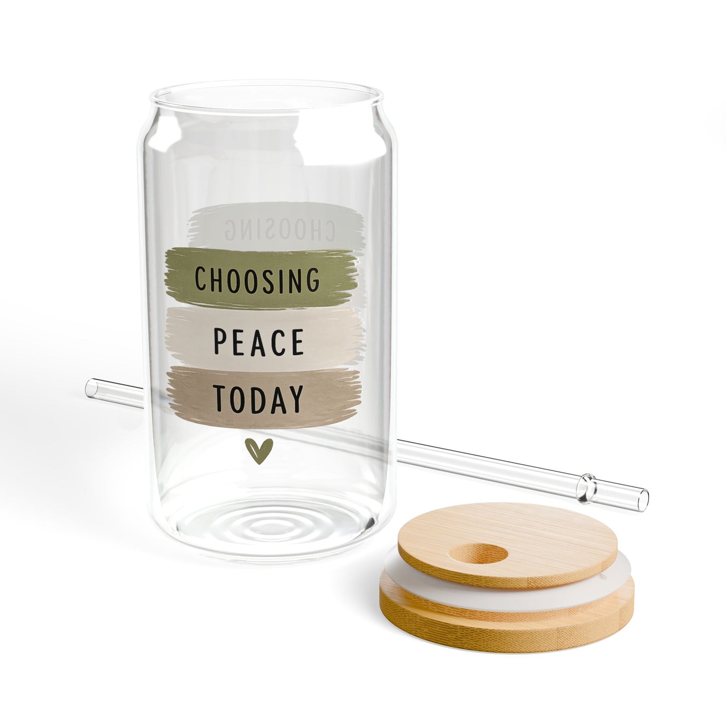 Choosing Peace Today Sipper Glass — 16oz Inspirational Tumbler with Straw