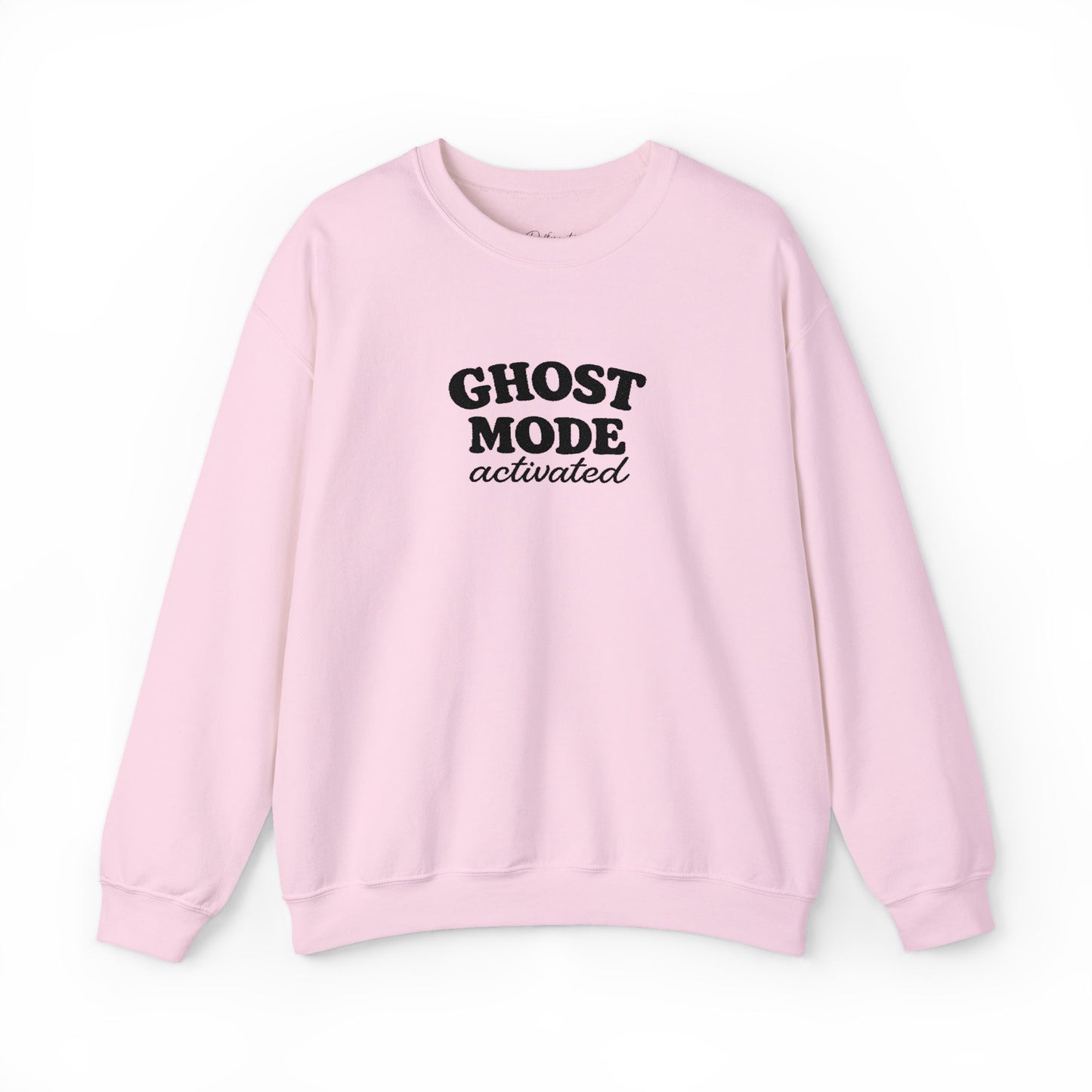 Ghost Mode Crewneck Sweatshirt — Minimalist White Pullover