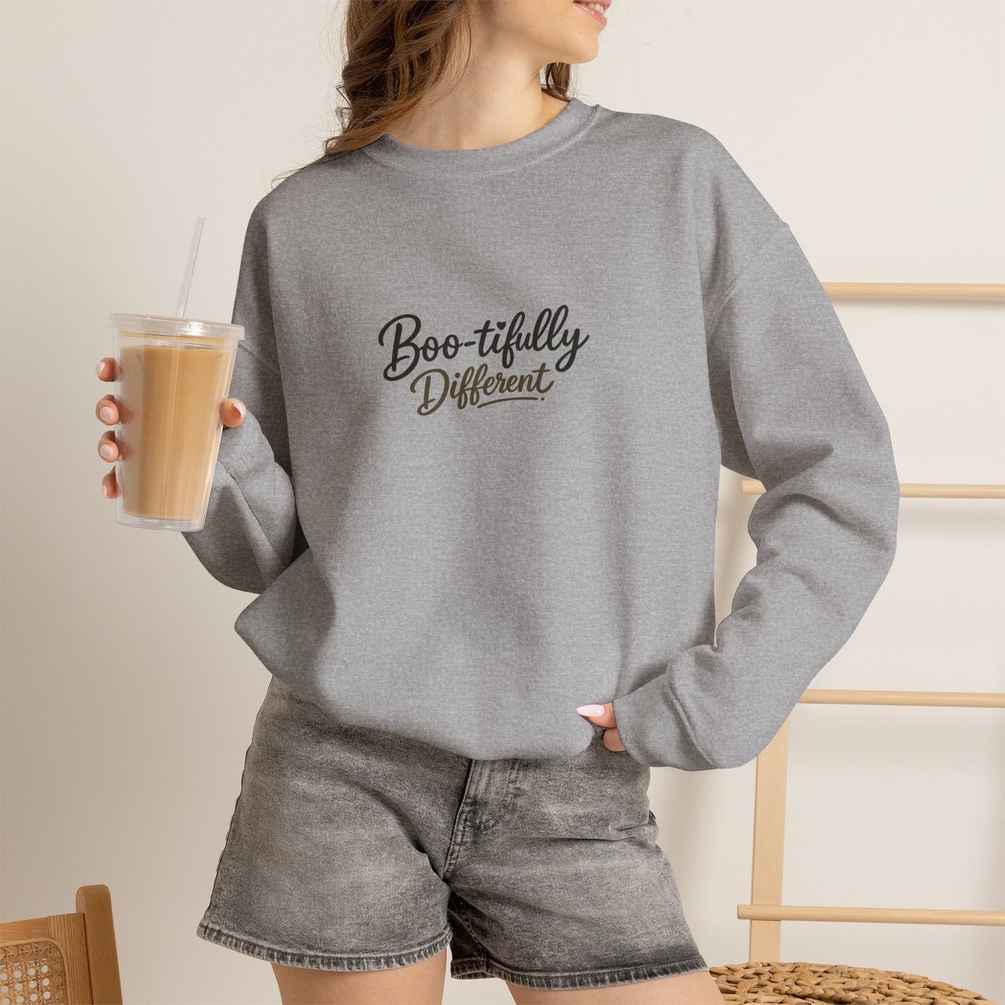 Boo-tifully Different Sweatshirt — Cute Halloween Quote Crewneck