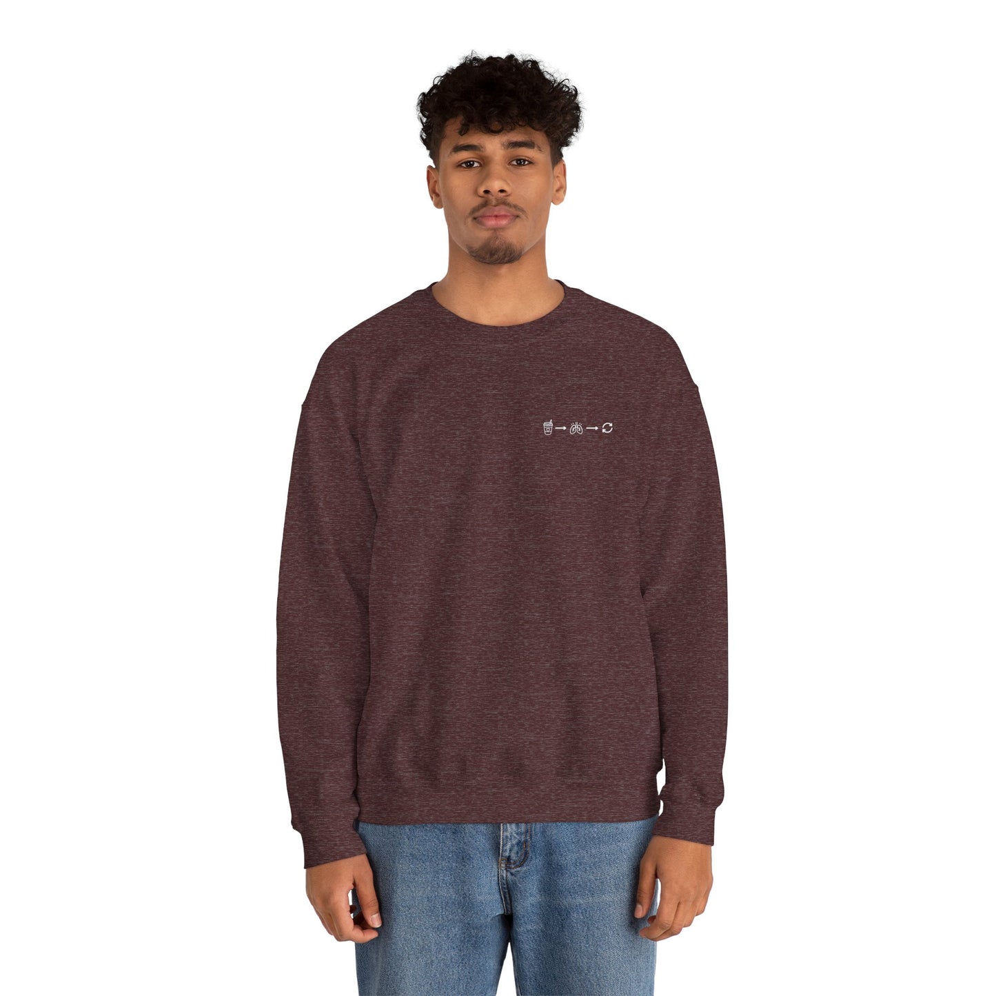 Minimal "Sip • Breathe • Repeat" Crewneck Sweatshirt — Calm, Neurodivergent-Friendly