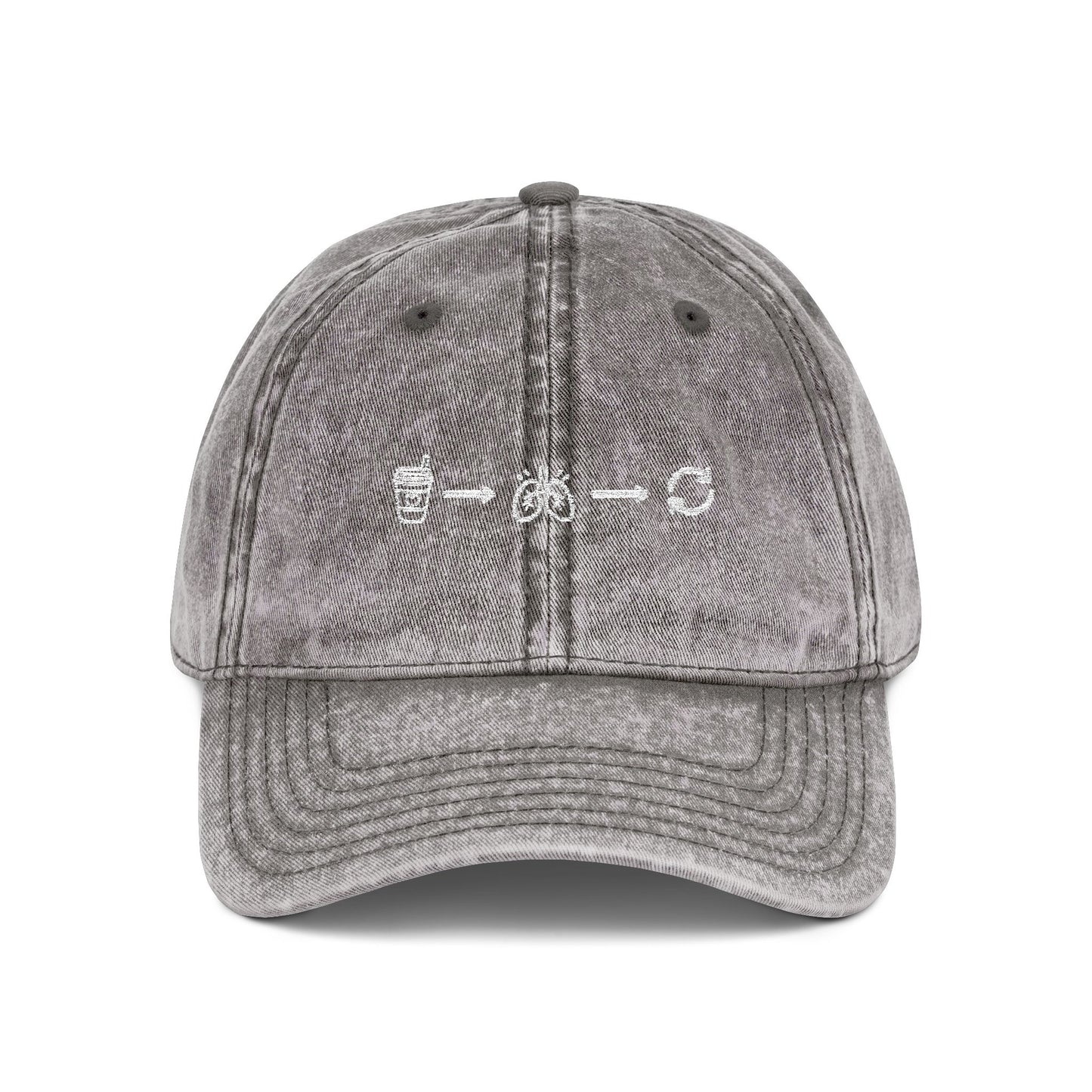 Vintage Washed Embroidered Cap — Minimal Morse Code Design