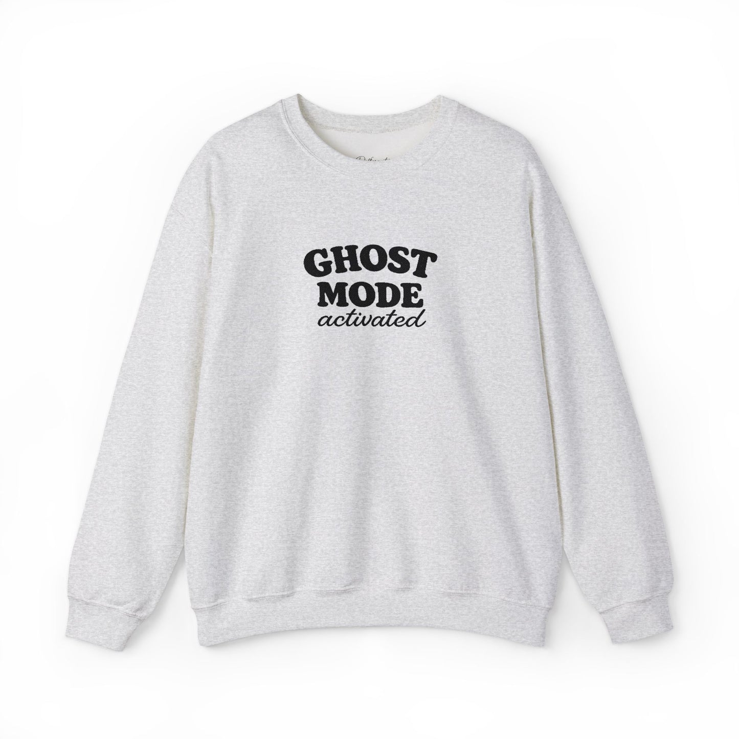 Ghost Mode Crewneck Sweatshirt — Minimalist White Pullover