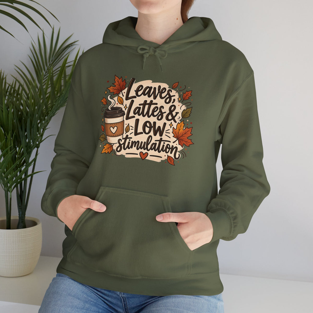 Fall Hoodie — "Leaves, Lattes & Low Stimulation" Cozy Autumn Pullover