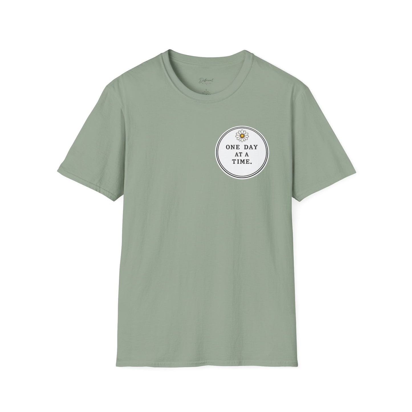T-Shirt — "One Day at a Time" Daisy Minimalist Inspirational Tee