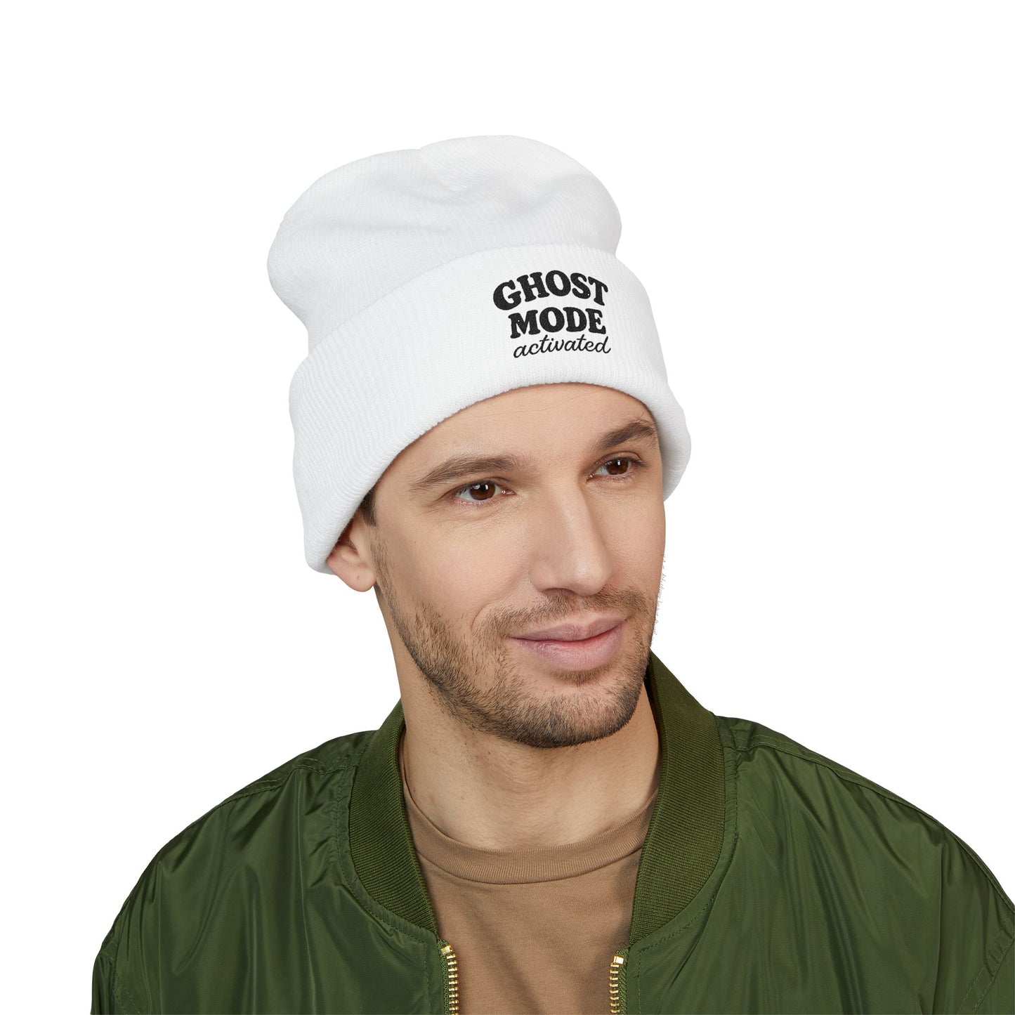 Ghost Mode Activated Embroidered Cuffed Beanie