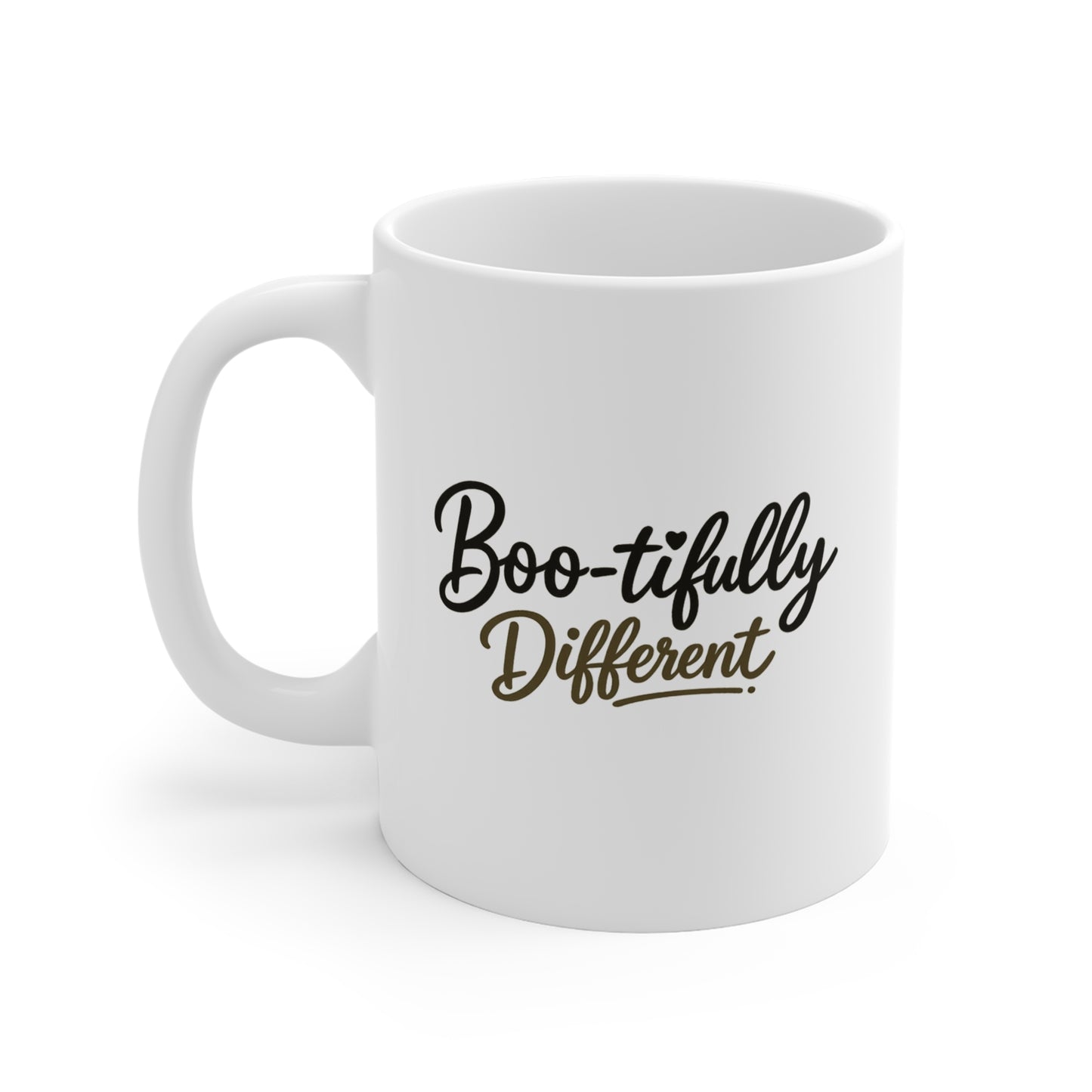 Boo-tifully Different Mug — Halloween Coffee Cup with Playful Script