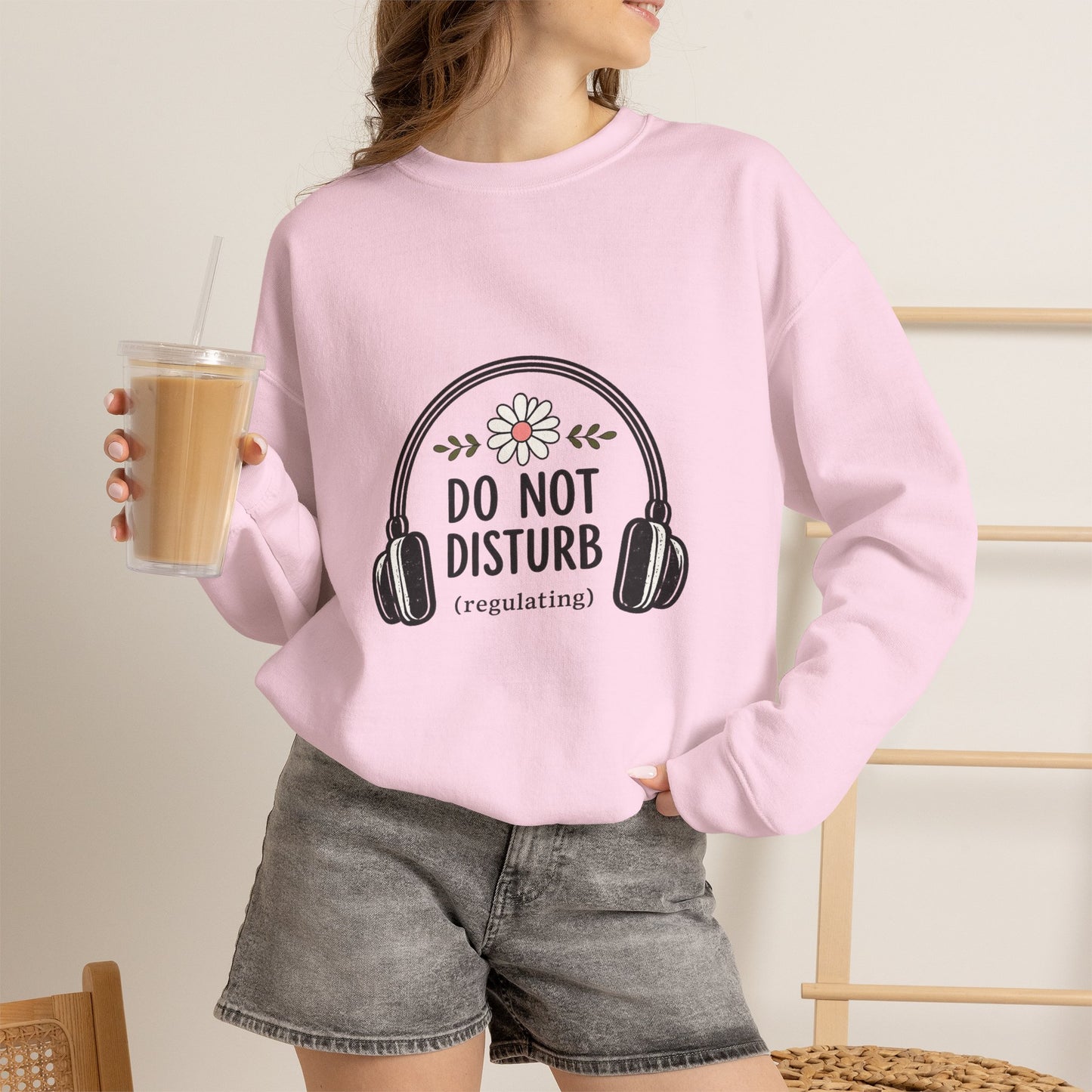 Do Not Disturb Sweatshirt – Cozy 'Do Not Disturb (regulating)' Headphones Graphic Crewneck