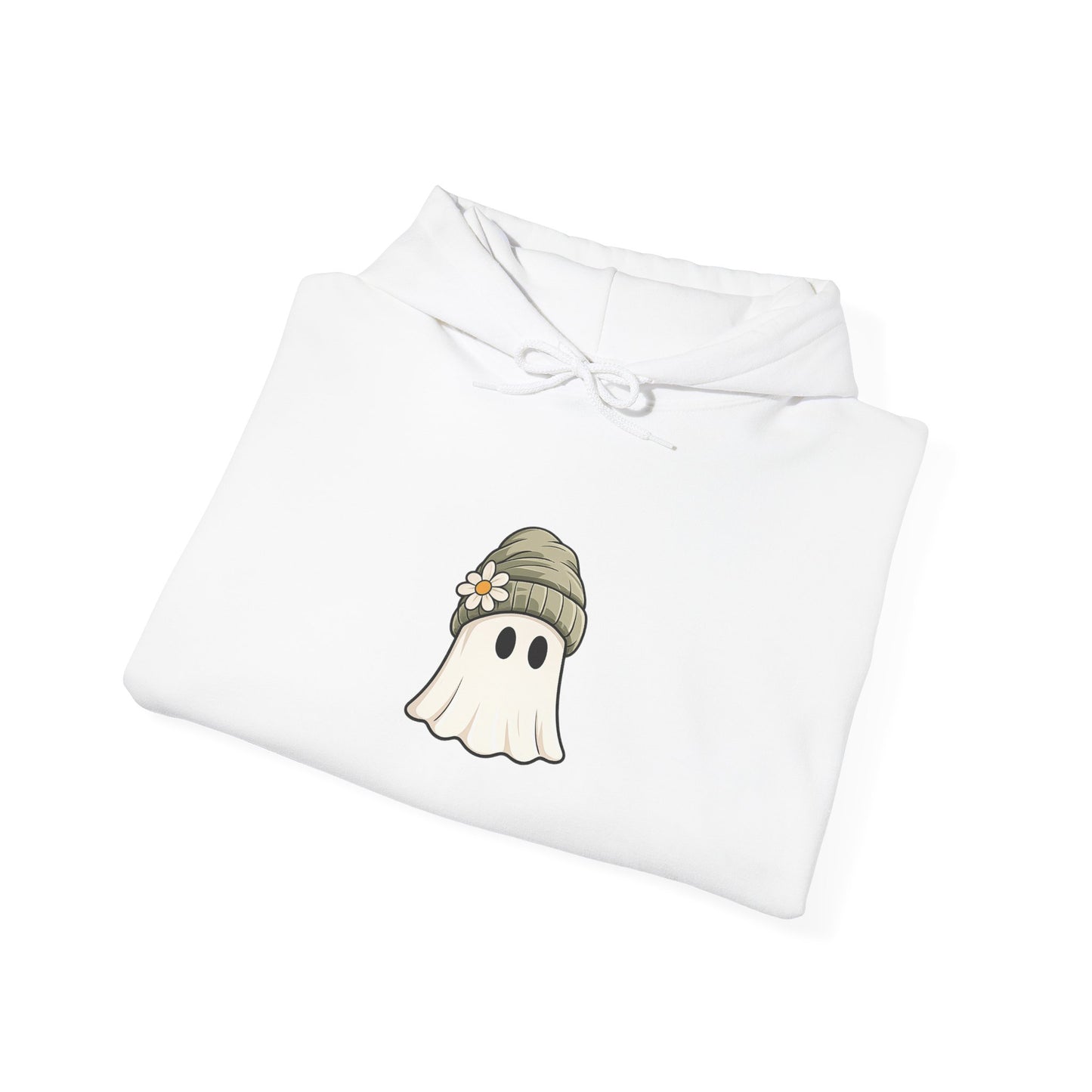 Cute Ghost Hoodie with Beanie Graphic — Cozy Fall Halloween Sweatshirt