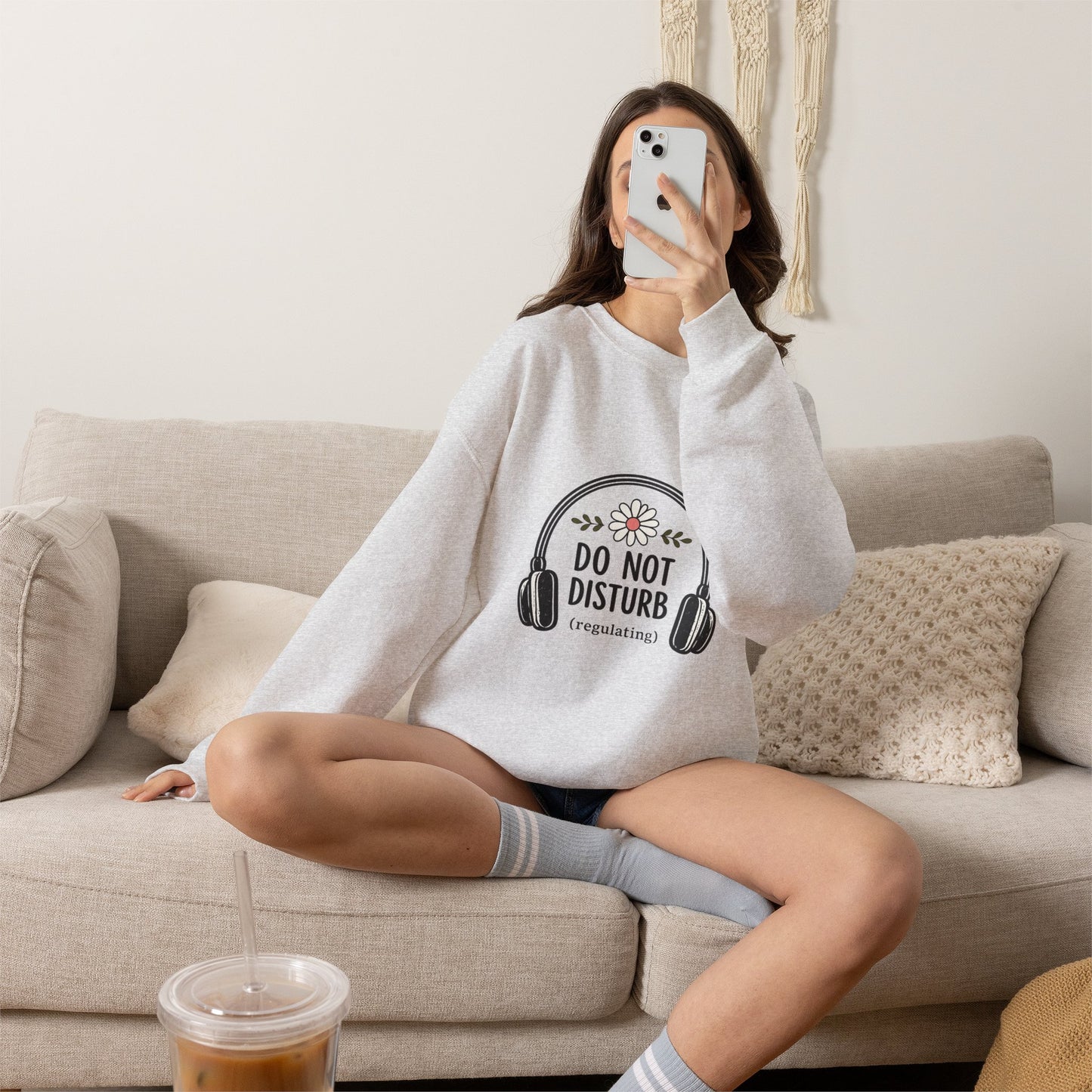 Do Not Disturb Sweatshirt – Cozy 'Do Not Disturb (regulating)' Headphones Graphic Crewneck