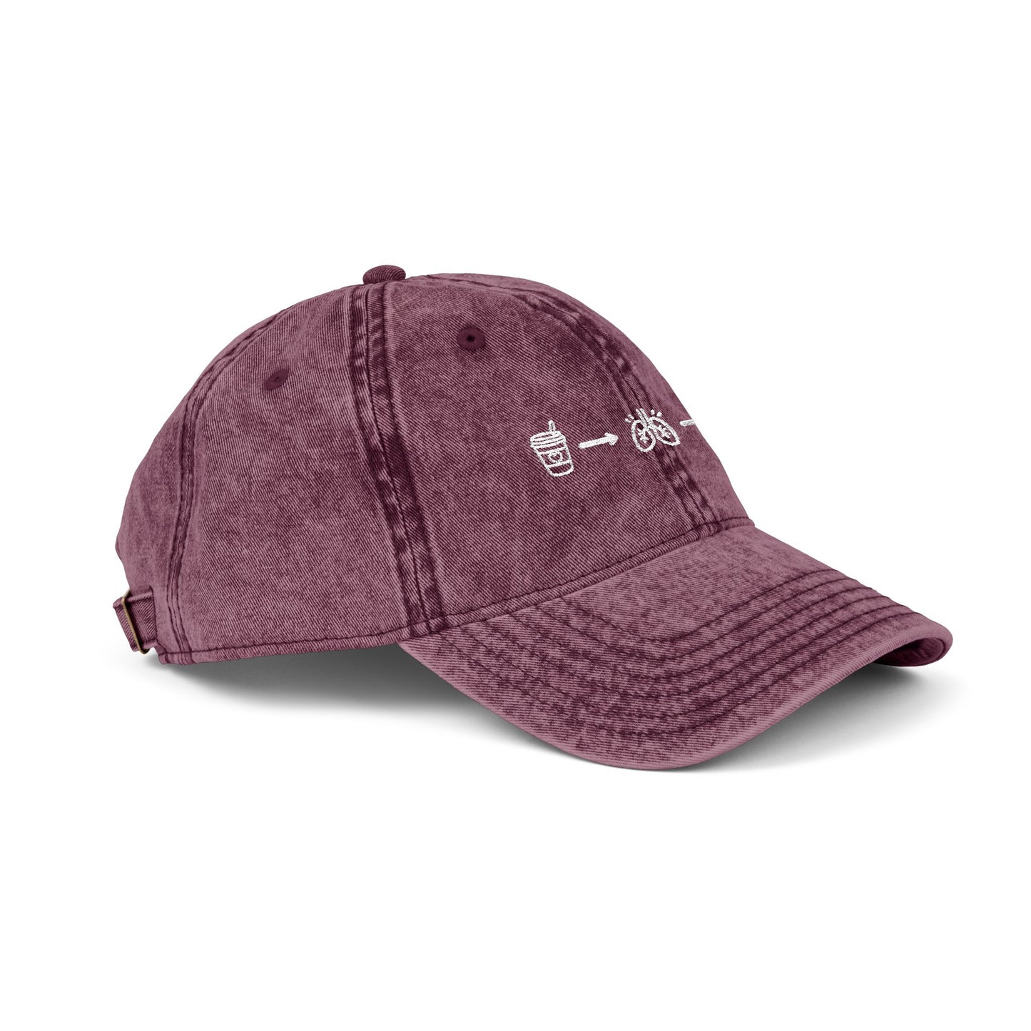 Vintage Washed Embroidered Cap — Minimal Morse Code Design