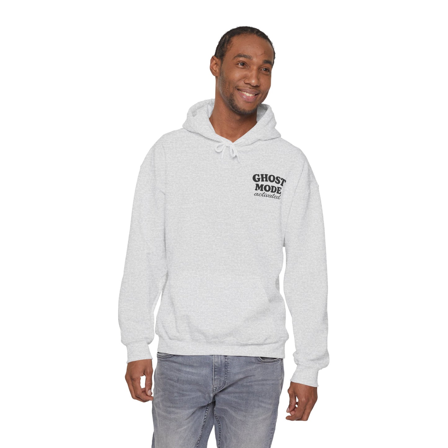 Ghost Mode Hoodie — Cute Ghost with Headphones & Coffee Pullover