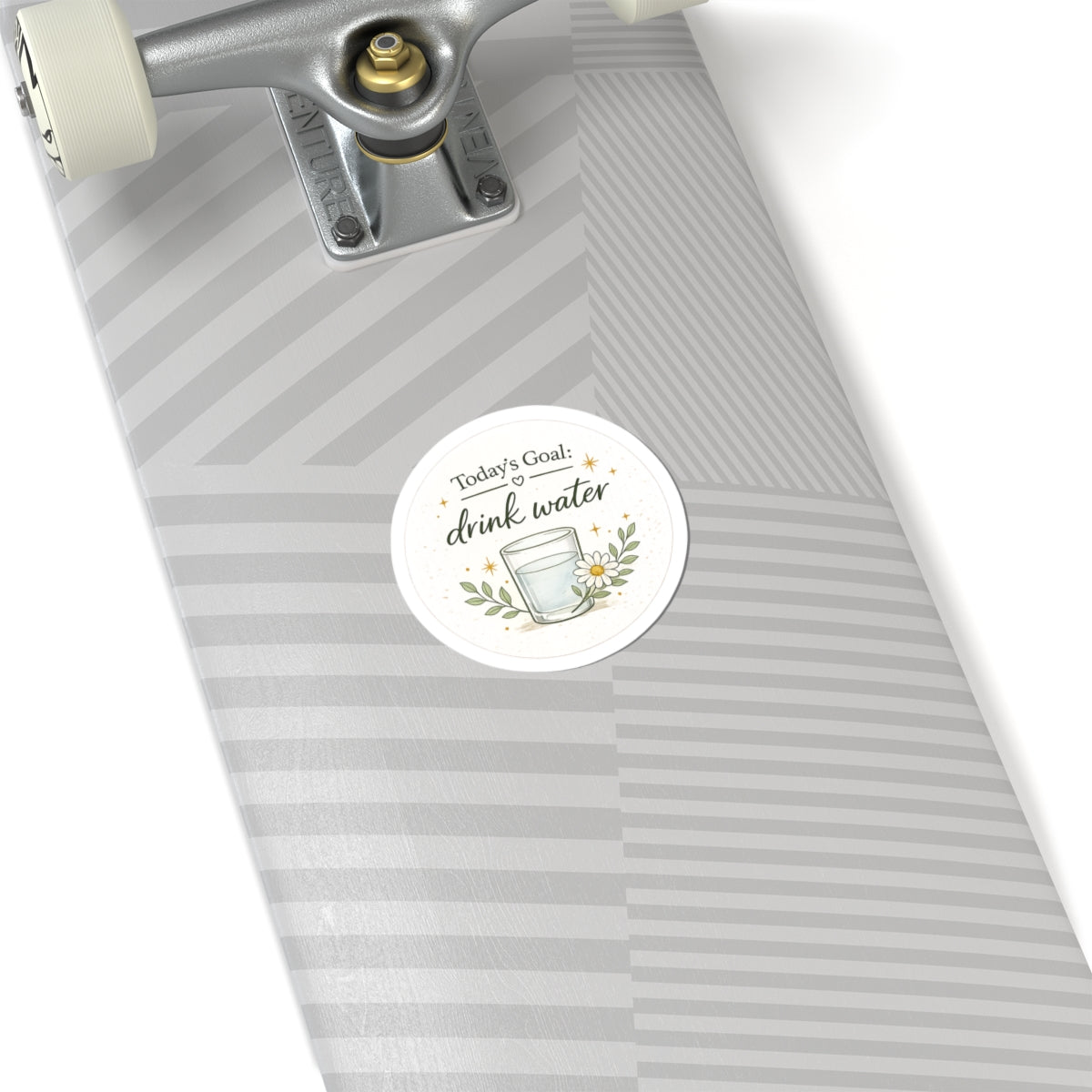 Drink Water Sticker — "Today's Goal: Drink Water" Floral Hydro Reminder Kiss-Cut