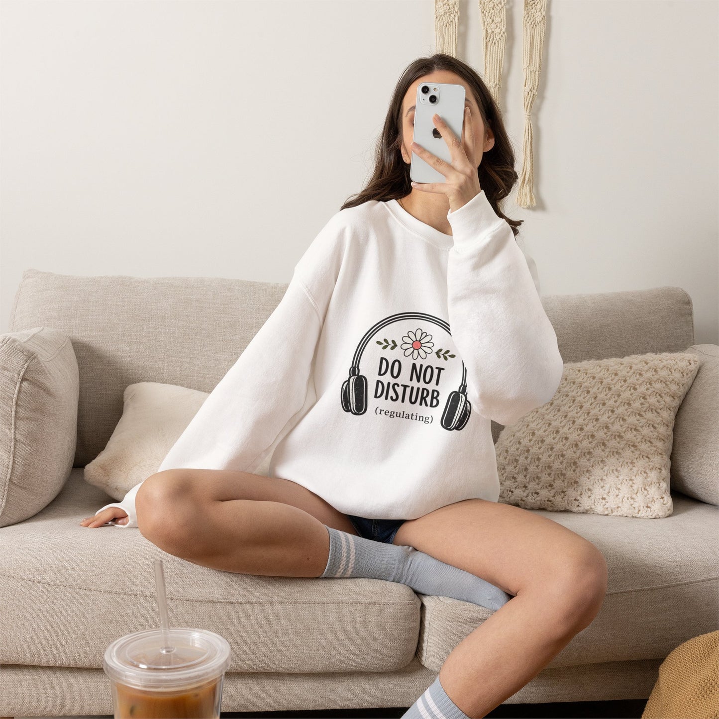 Do Not Disturb Sweatshirt – Cozy 'Do Not Disturb (regulating)' Headphones Graphic Crewneck