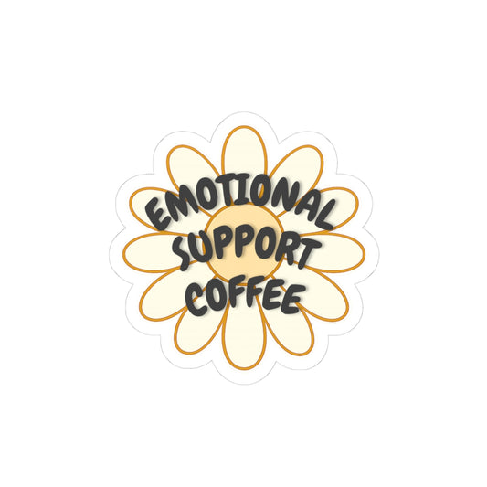 Emotional Support Coffee Sticker - Cute Daisy Laptop Decal