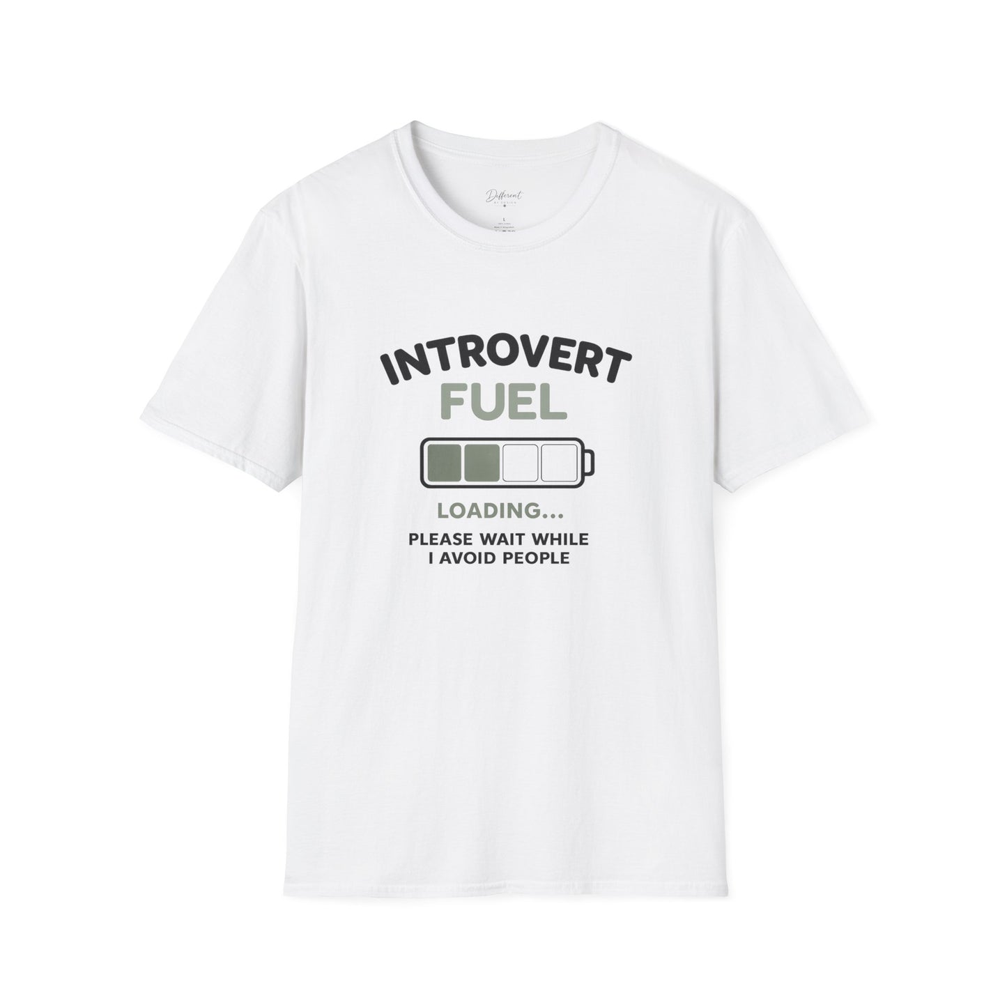 Introvert Fuel T‑Shirt — 'Introvert Fuel Loading' Battery Graphic Tee