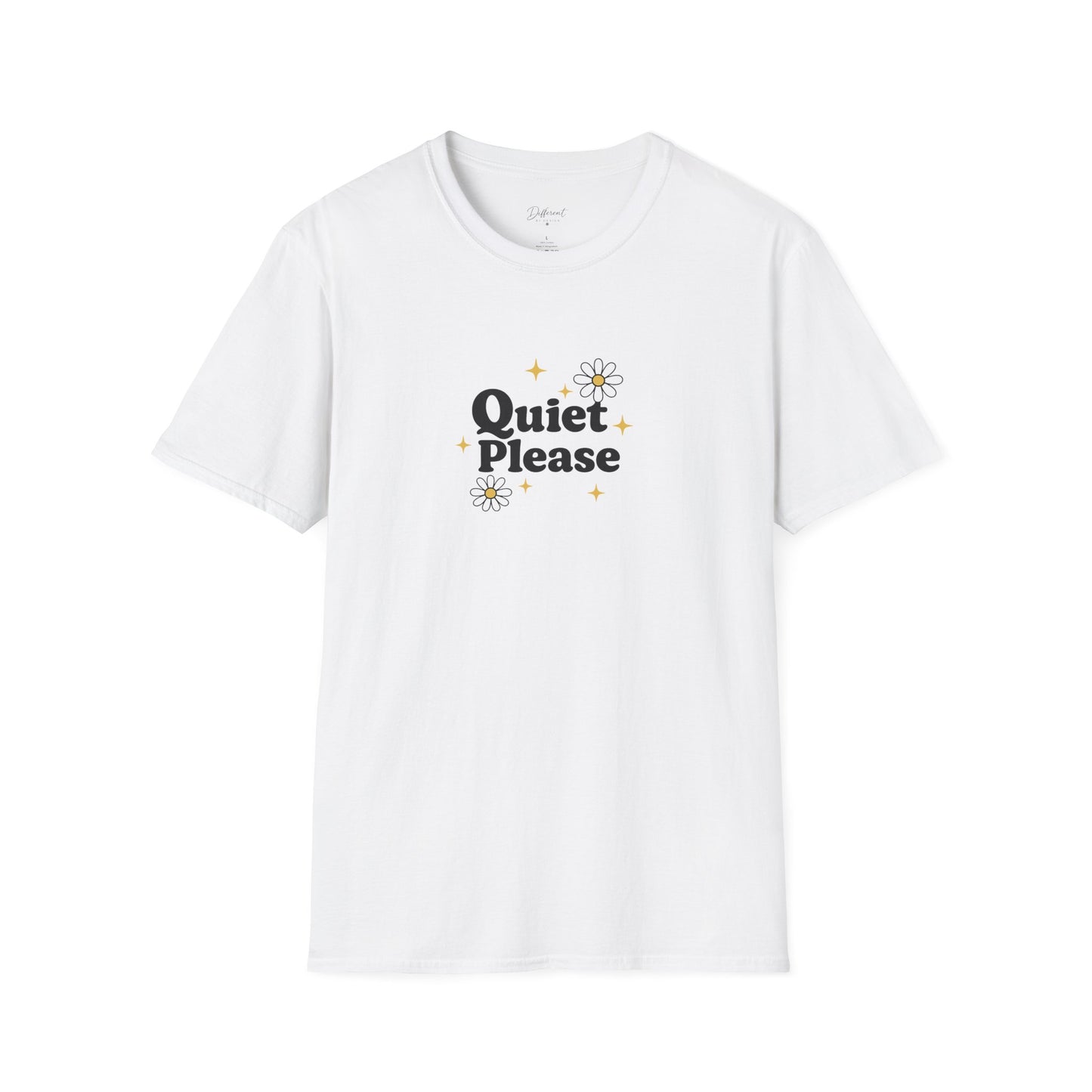 Quiet Please T-Shirt — Cute Daisy Graphic Tee