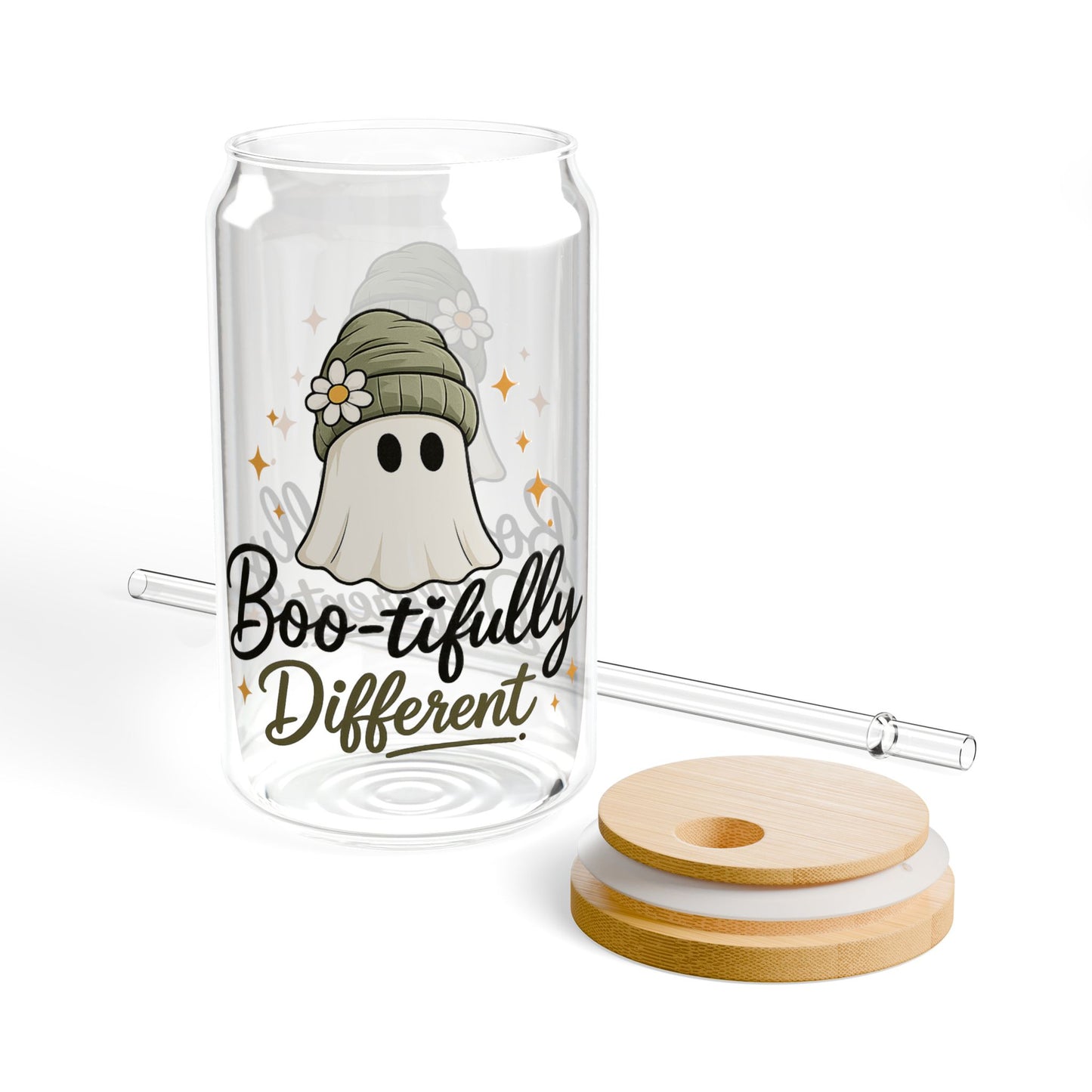 Boo-tifully Different Ghost Sipper Glass – 16oz Halloween Drink Glass