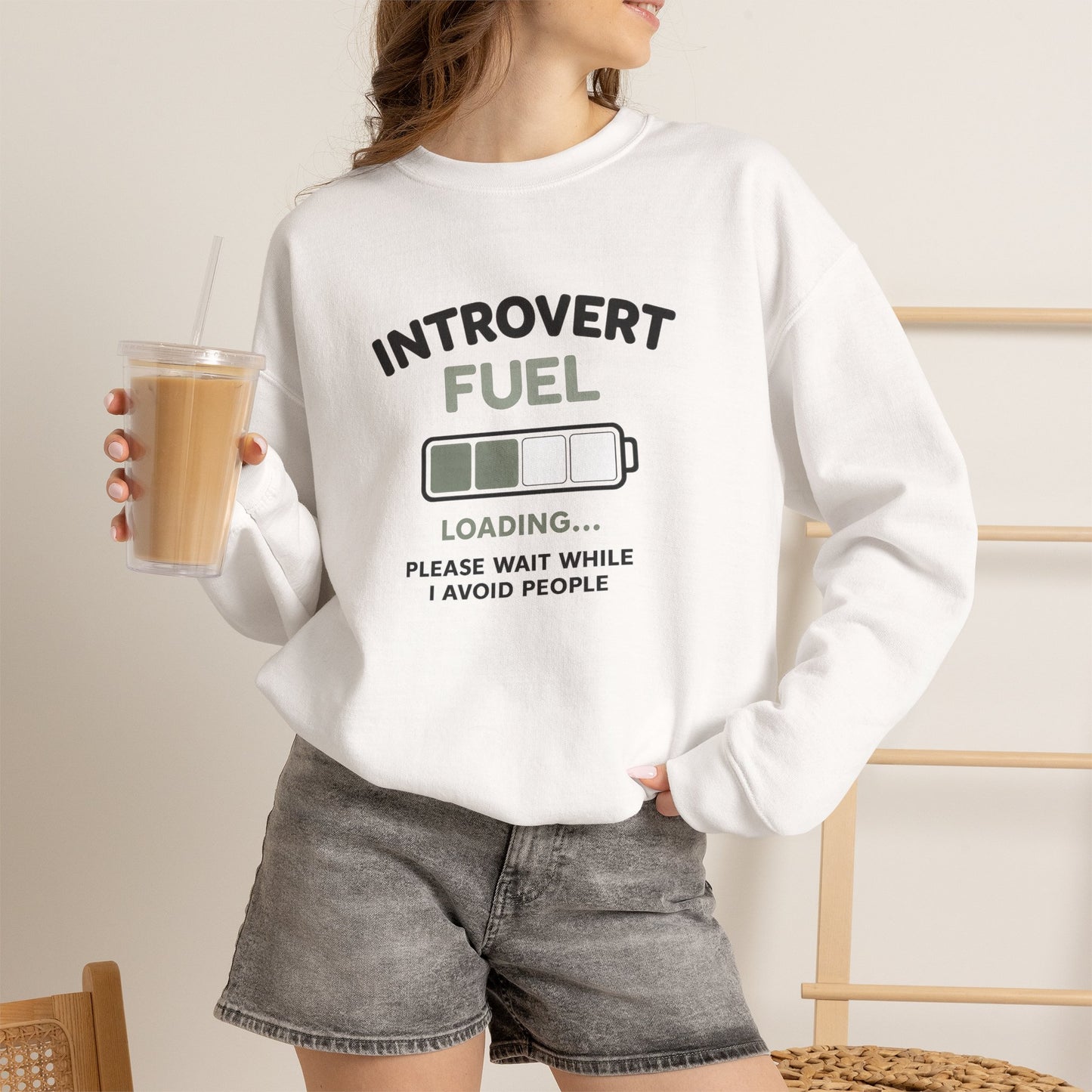 Introvert Fuel Sweatshirt — "Introvert Fuel: Loading... Please Wait While I Avoid People" Crewneck