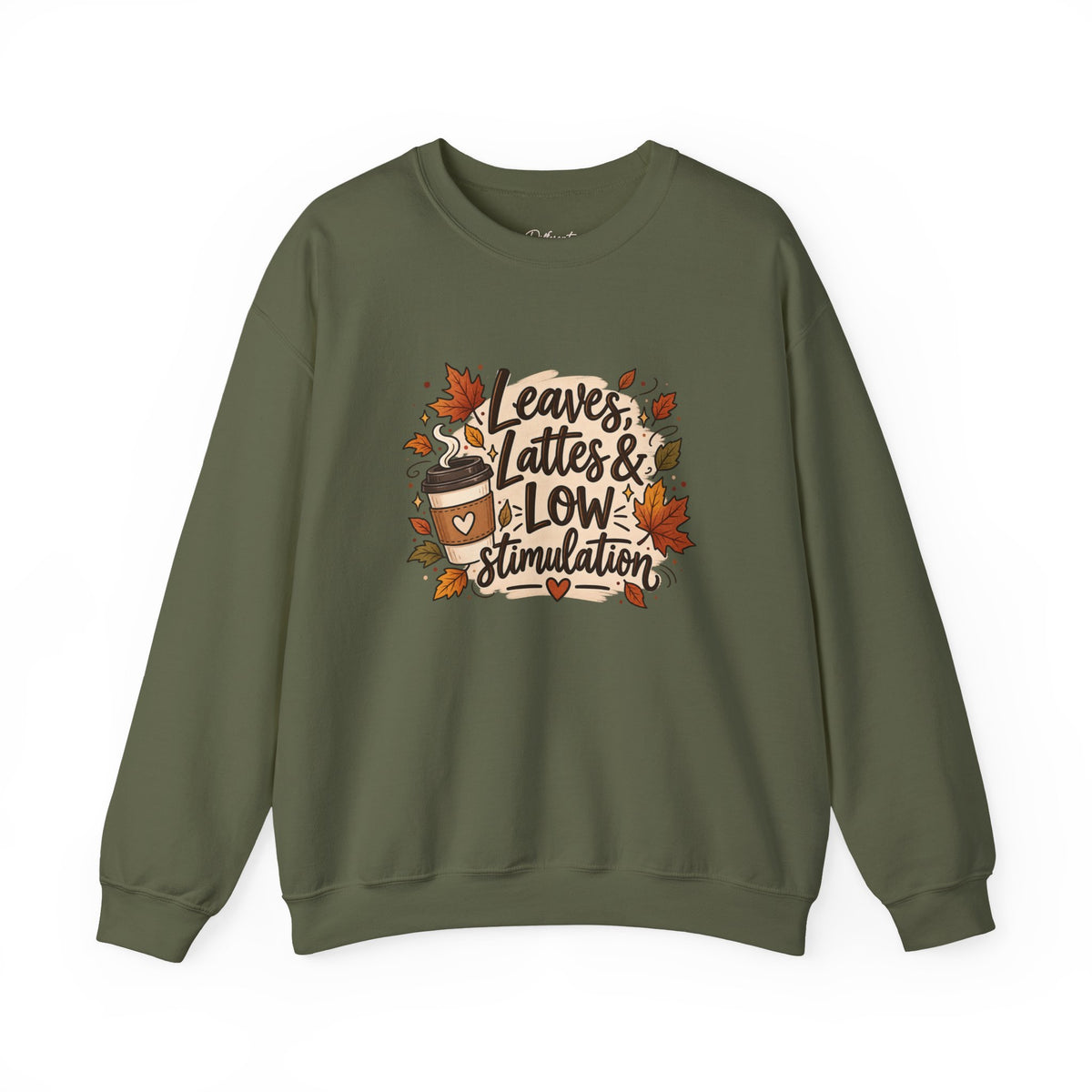 Fall Sweatshirt – "Leaves, Lattes & Low Stimulation" Cozy Autumn Crewneck