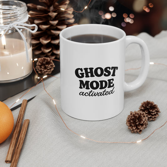 Ghost Mode Activated Mug — Funny Coffee Cup for Introverts & Night Owls