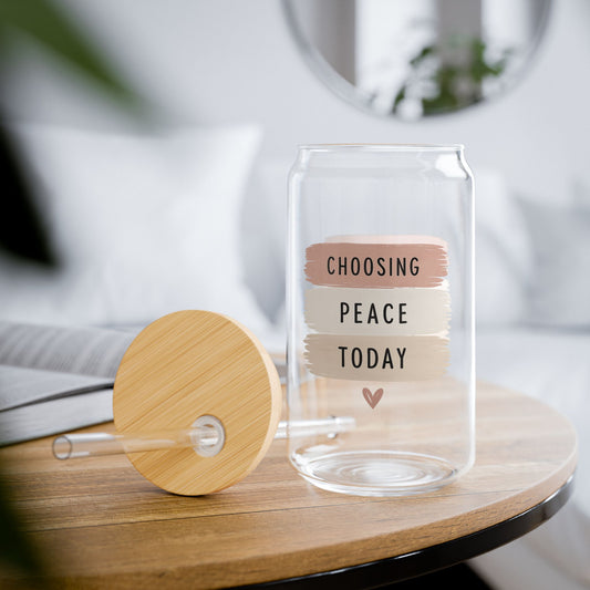 Choosing Peace Today Sipper Glass – 16oz Inspirational Drink Tumbler with Straw