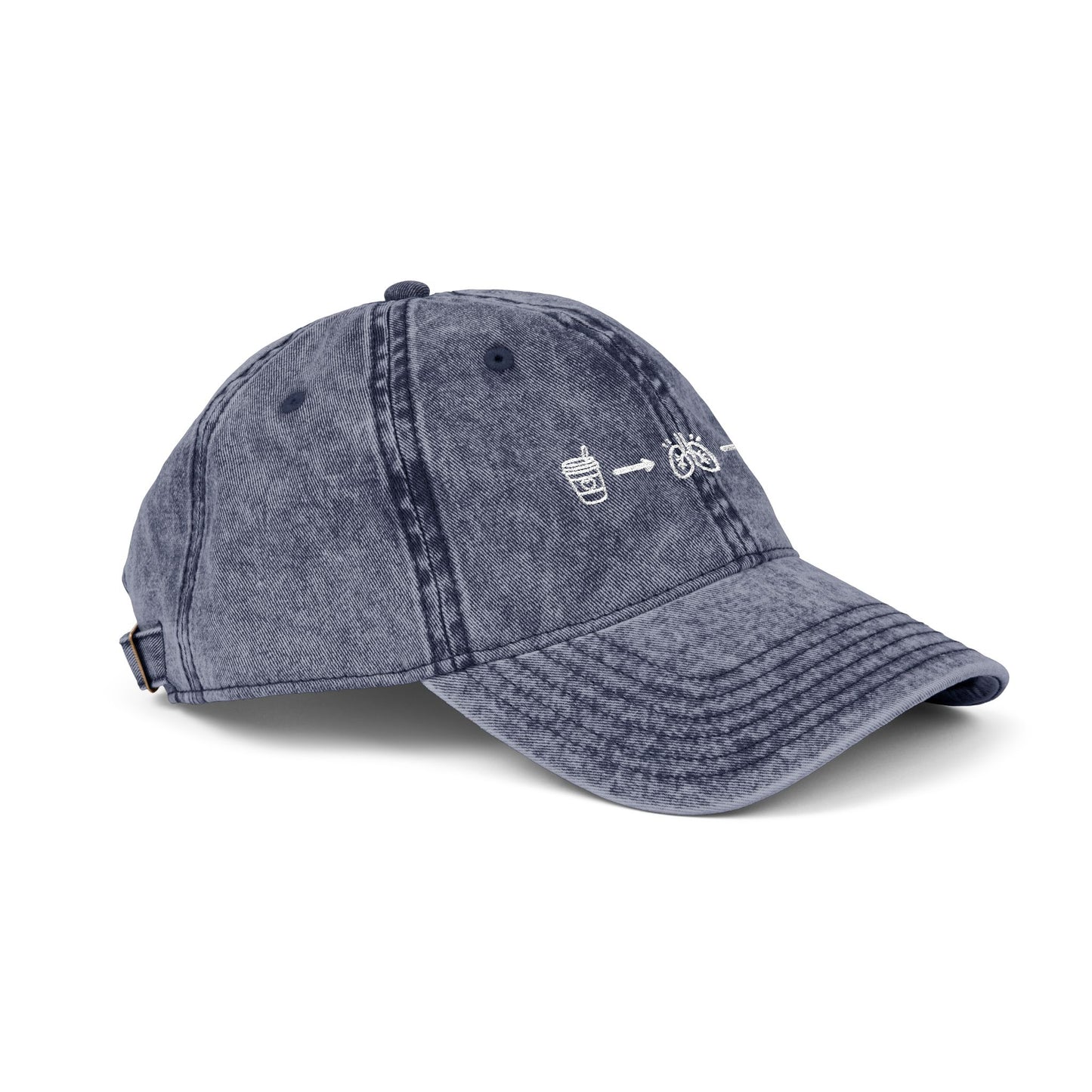 Vintage Washed Embroidered Cap — Minimal Morse Code Design