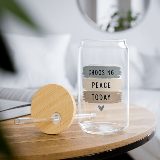 Choosing Peace Today Sipper Glass - 16oz Inspirational Tumbler with Straw