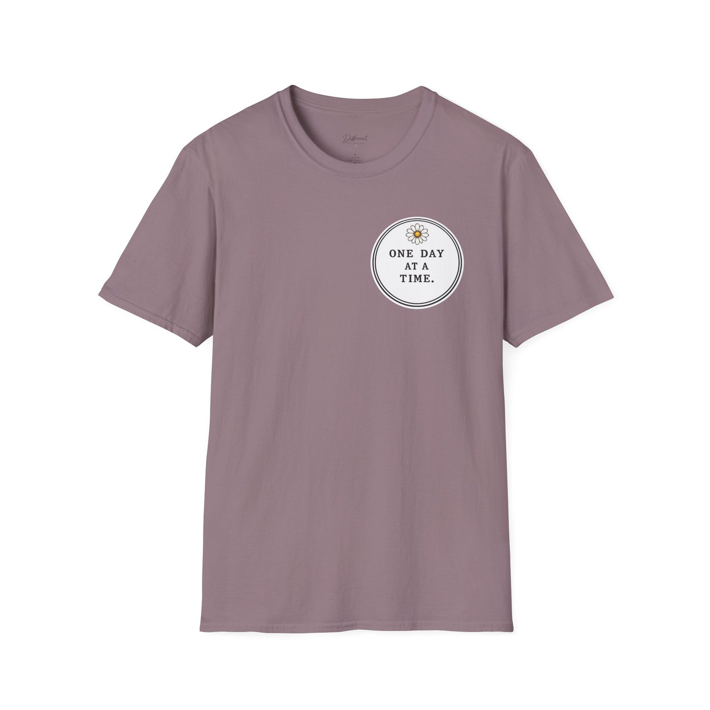 T-Shirt — "One Day at a Time" Daisy Minimalist Inspirational Tee