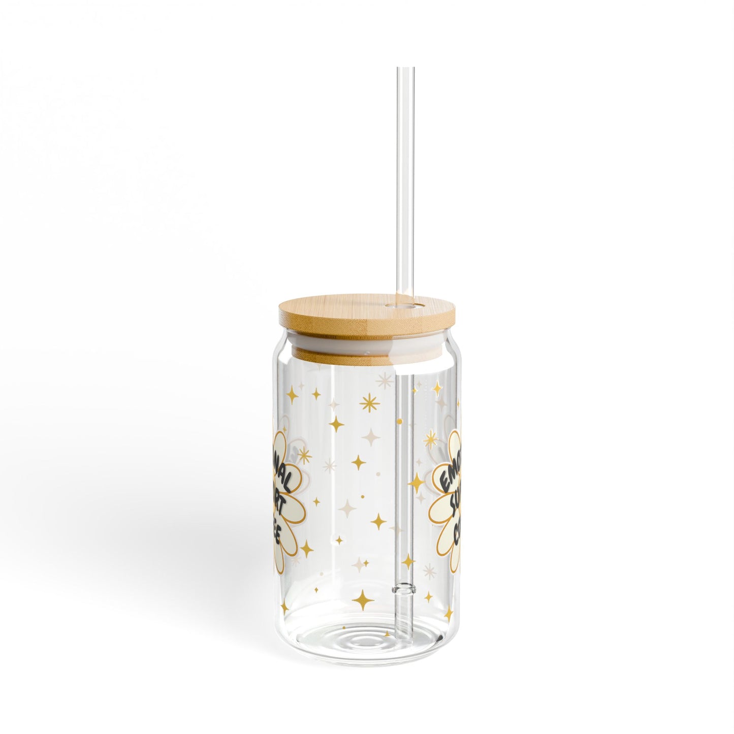 Emotional Support Coffee Sipper Glass – 16oz Insulated Tumbler with Straw