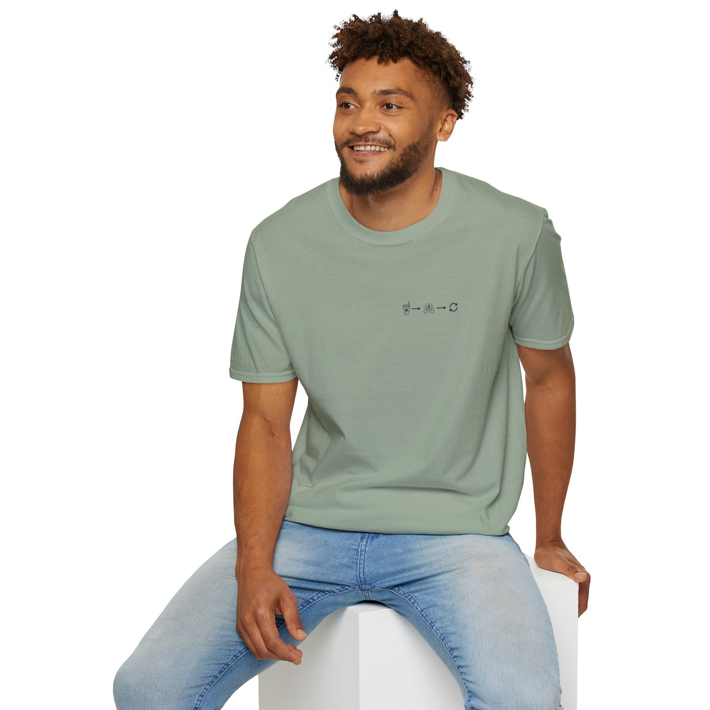 Sip, Breathe, Repeat T-Shirt — Minimal Chest Line Art Tee for Neurodivergent Calm