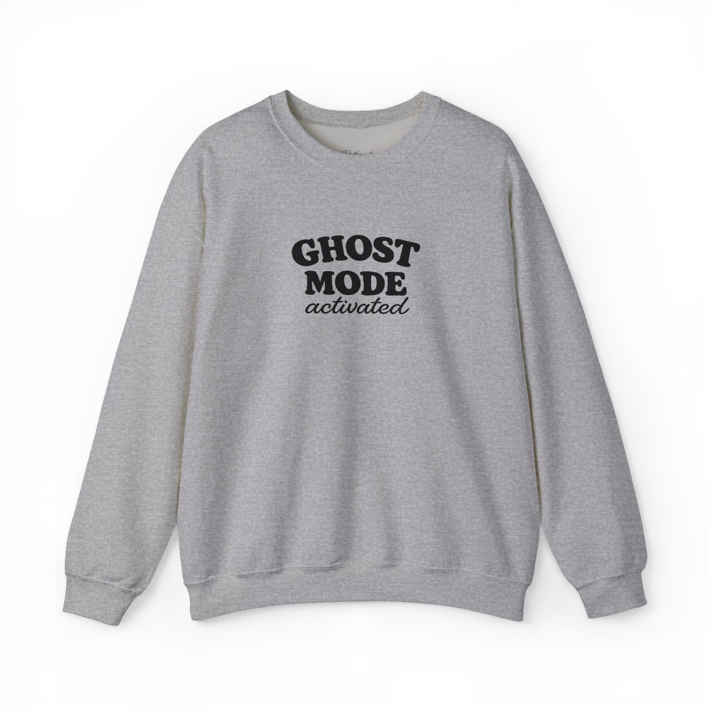 Ghost Mode Crewneck Sweatshirt — Minimalist White Pullover