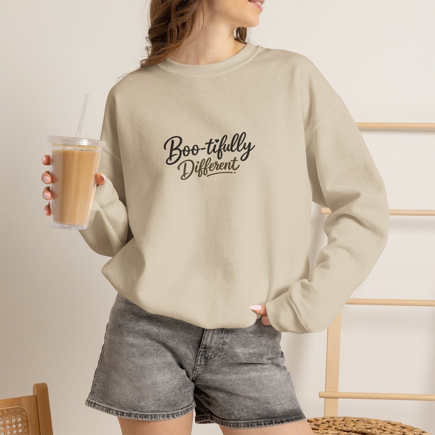 Boo-tifully Different Sweatshirt — Cute Halloween Quote Crewneck