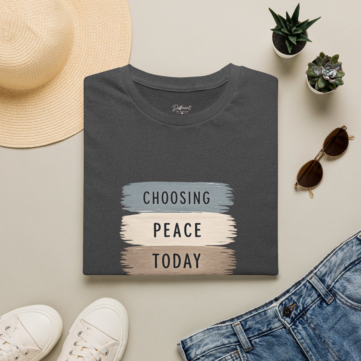 T-Shirt — "Choosing Peace Today" Inspirational Brushstroke Tee