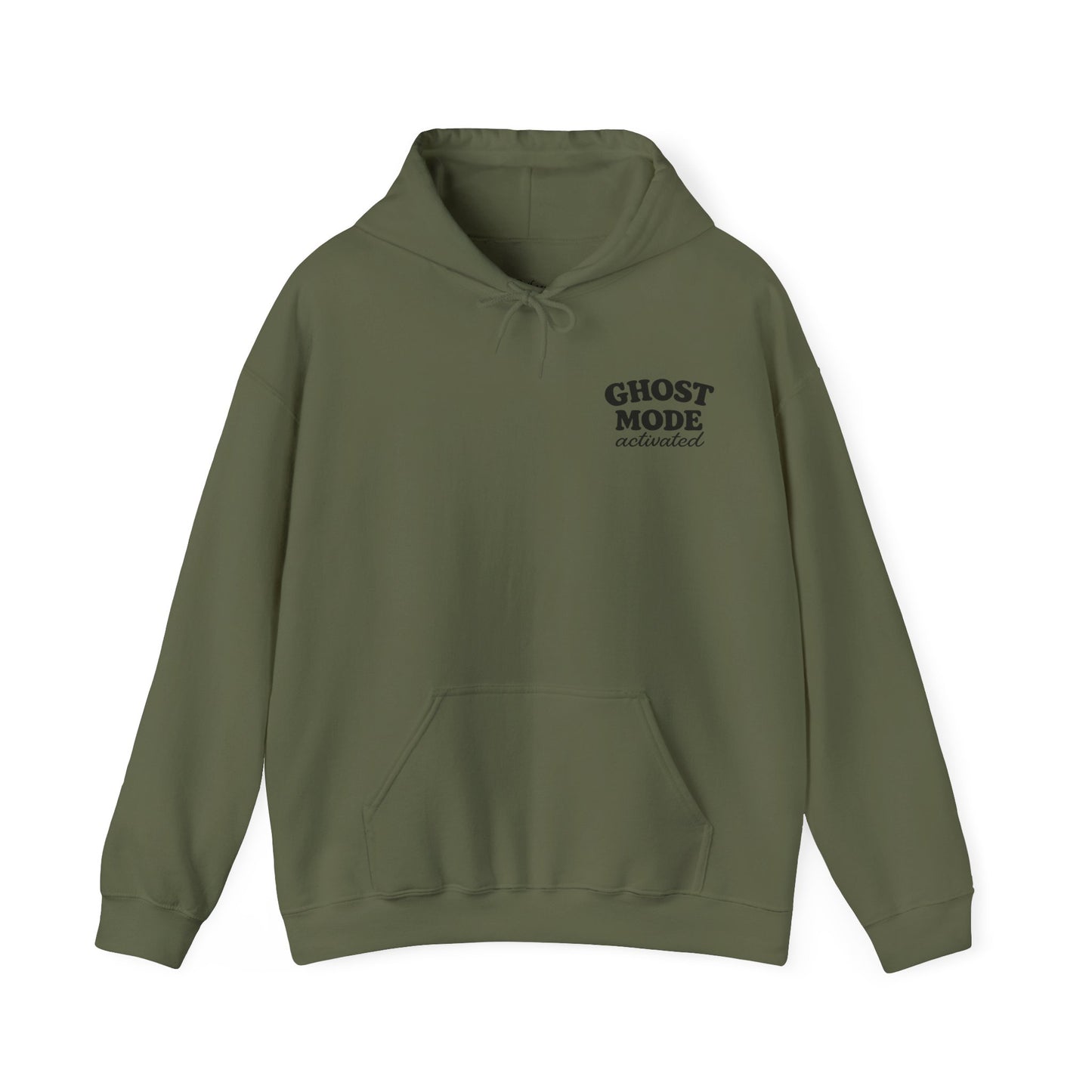 Ghost Mode Hoodie — Cute Ghost with Headphones & Coffee Pullover