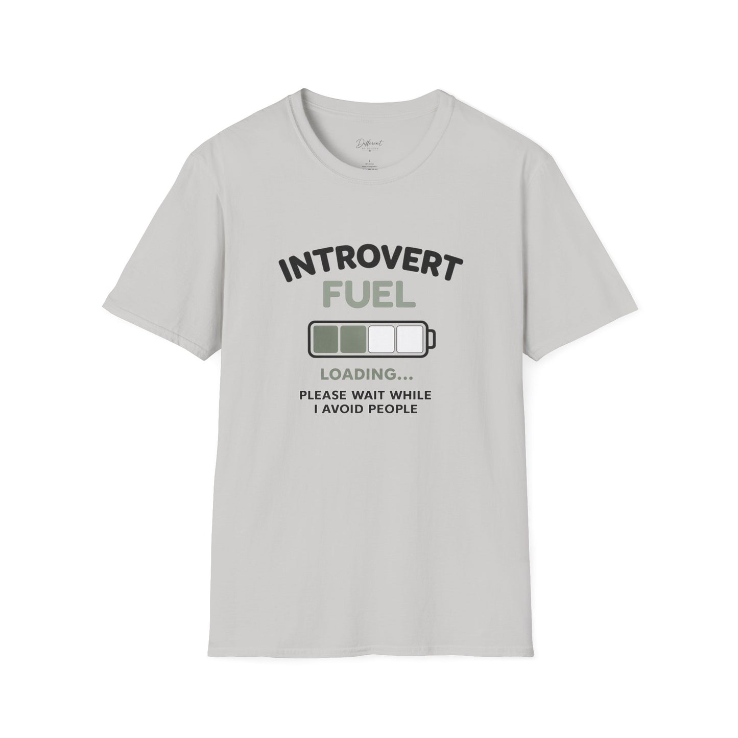 Introvert Fuel T‑Shirt — 'Introvert Fuel Loading' Battery Graphic Tee