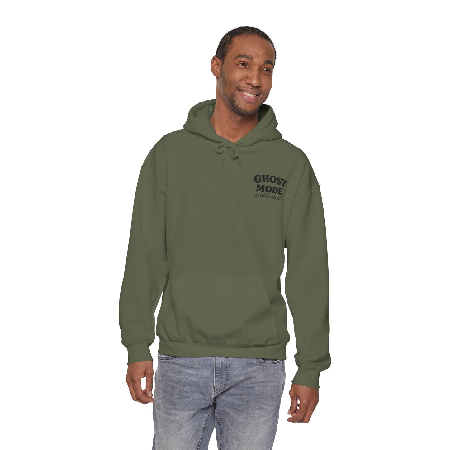 Ghost Mode Hoodie — Cute Ghost with Headphones & Coffee Pullover