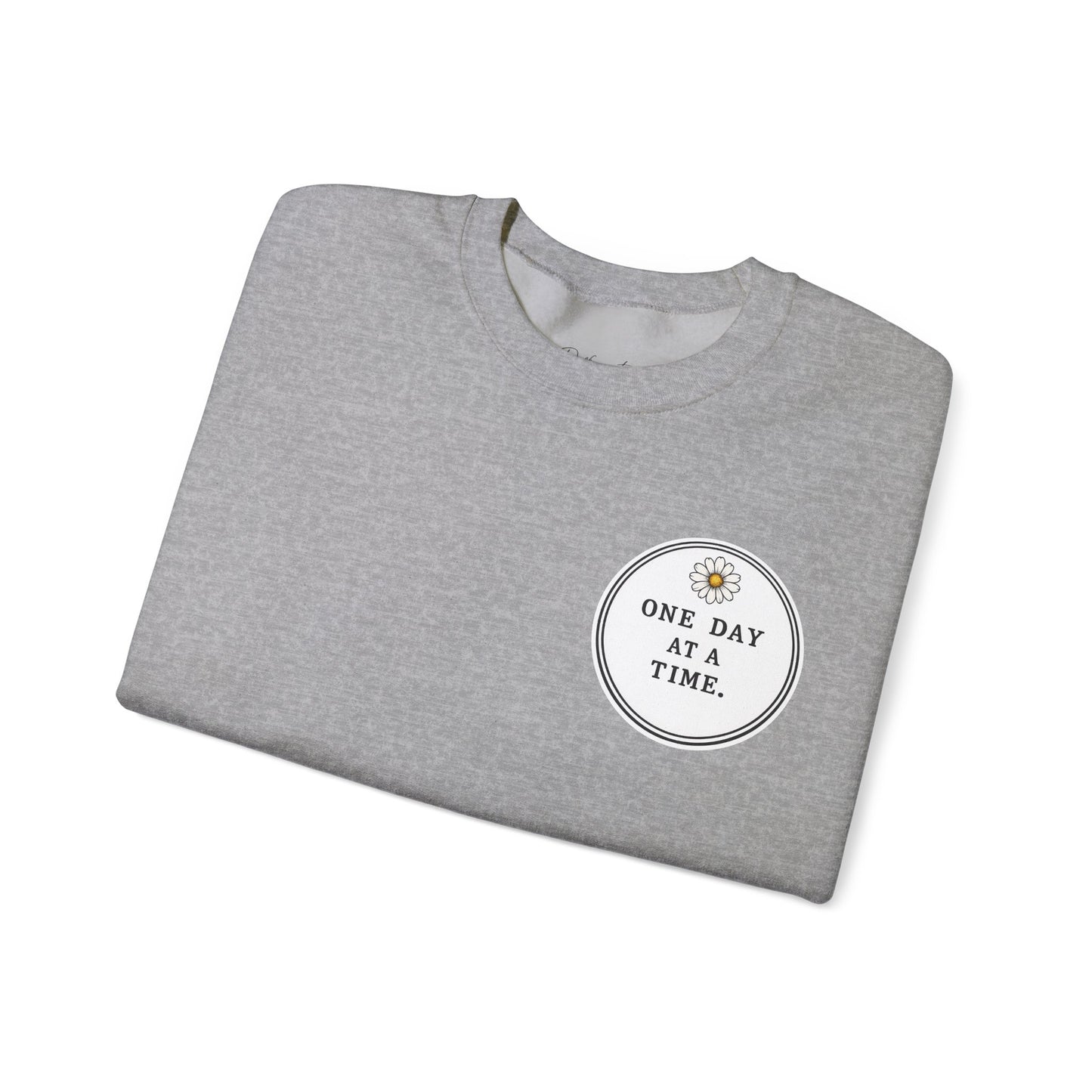 Crewneck Sweatshirt — 'One Day at a Time' Sunrise Mountain Graphic