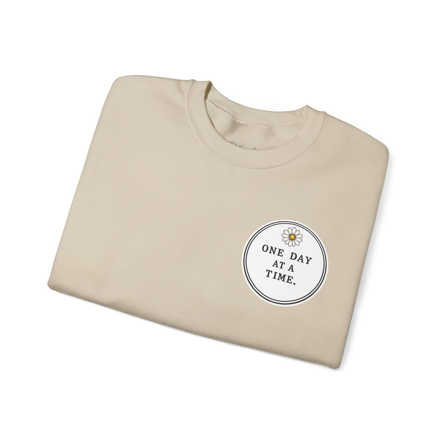 Crewneck Sweatshirt — 'One Day at a Time' Sunrise Mountain Graphic