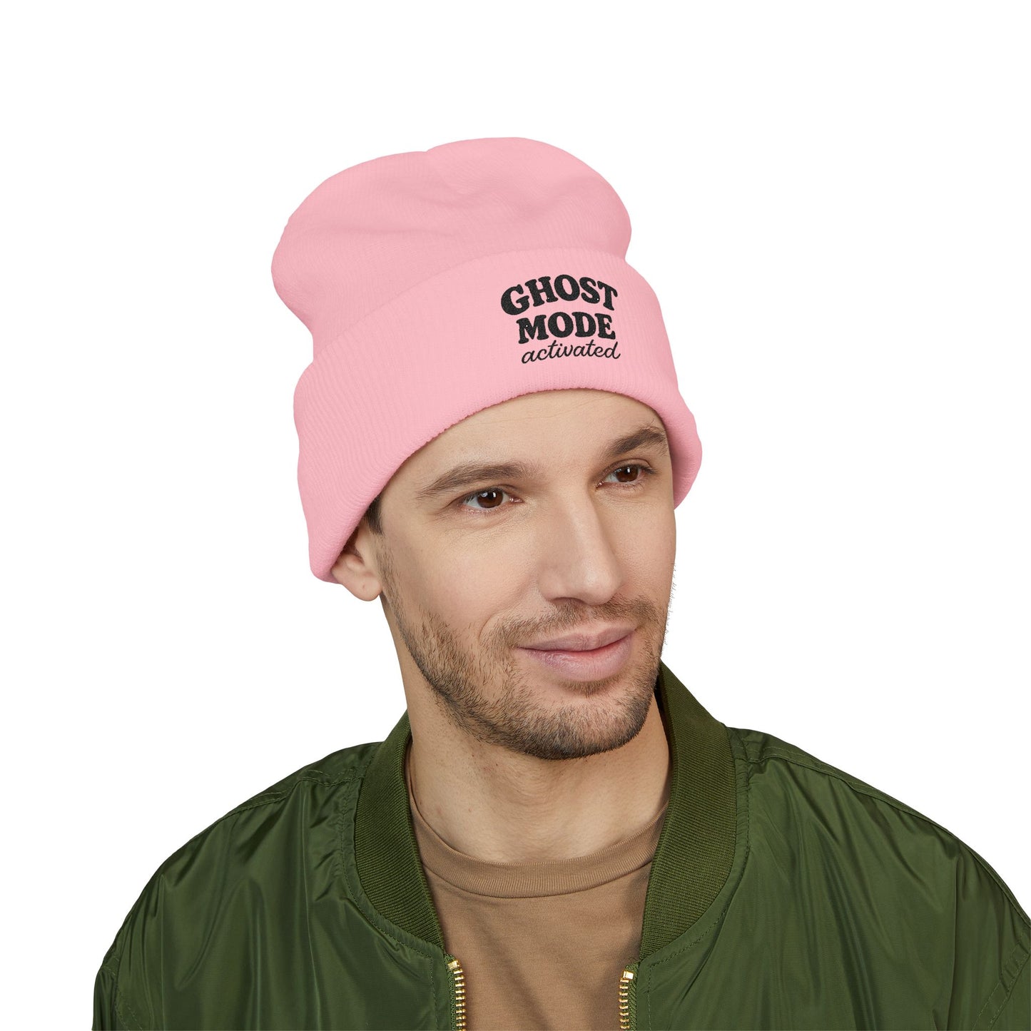 Ghost Mode Activated Embroidered Cuffed Beanie