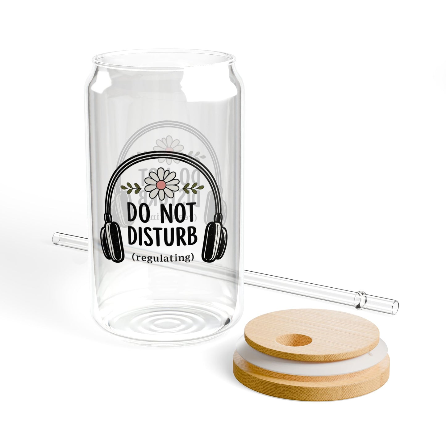 Do Not Disturb Sipper Glass — 16oz Tumbler with Straw (Headphones Graphic)