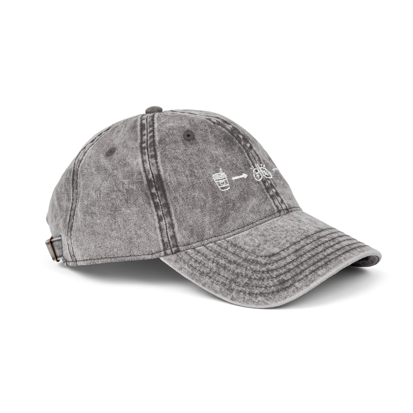 Vintage Washed Embroidered Cap — Minimal Morse Code Design